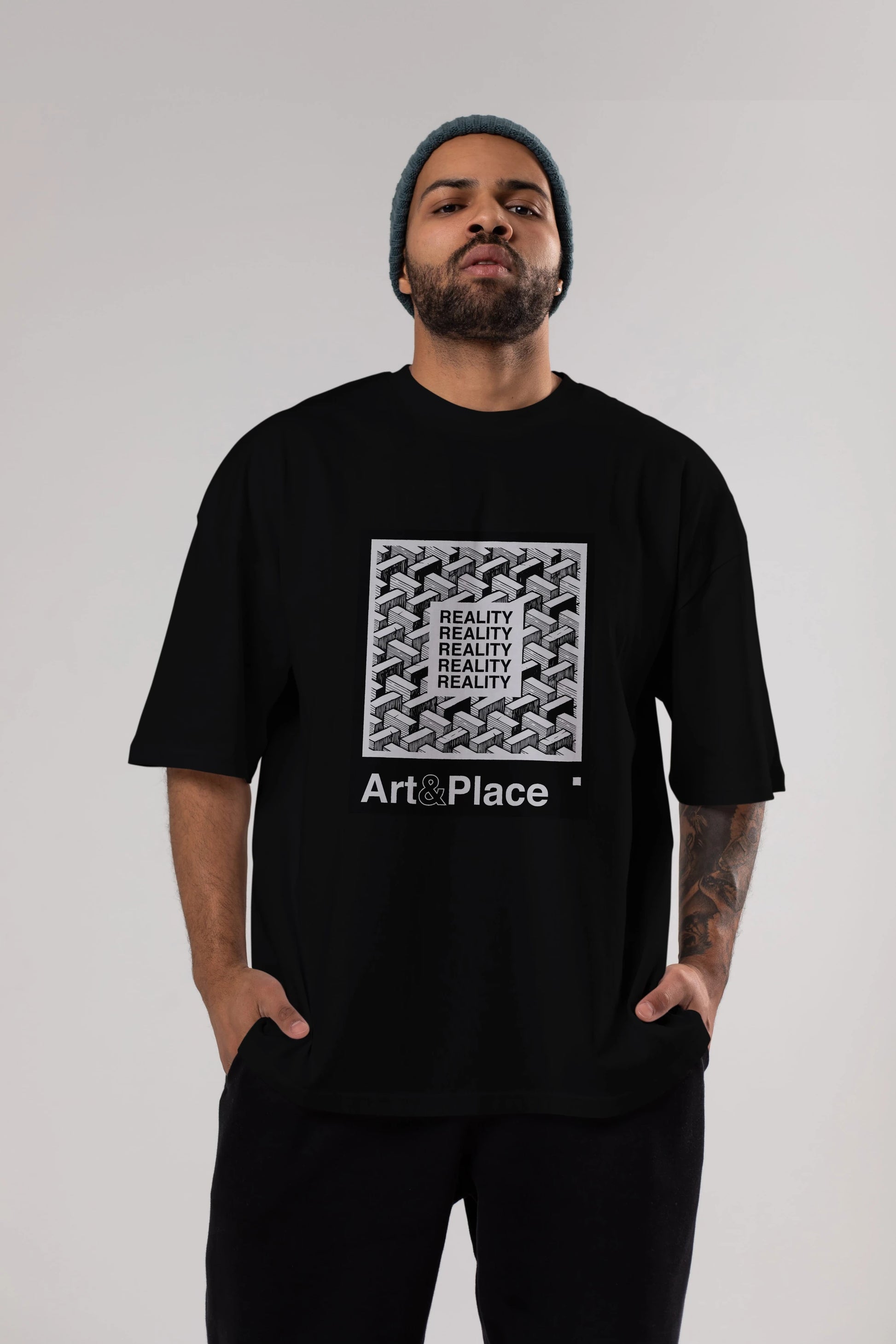 Reality Ön Baskılı Oversize t-shirt Erkek Kadın Unisex