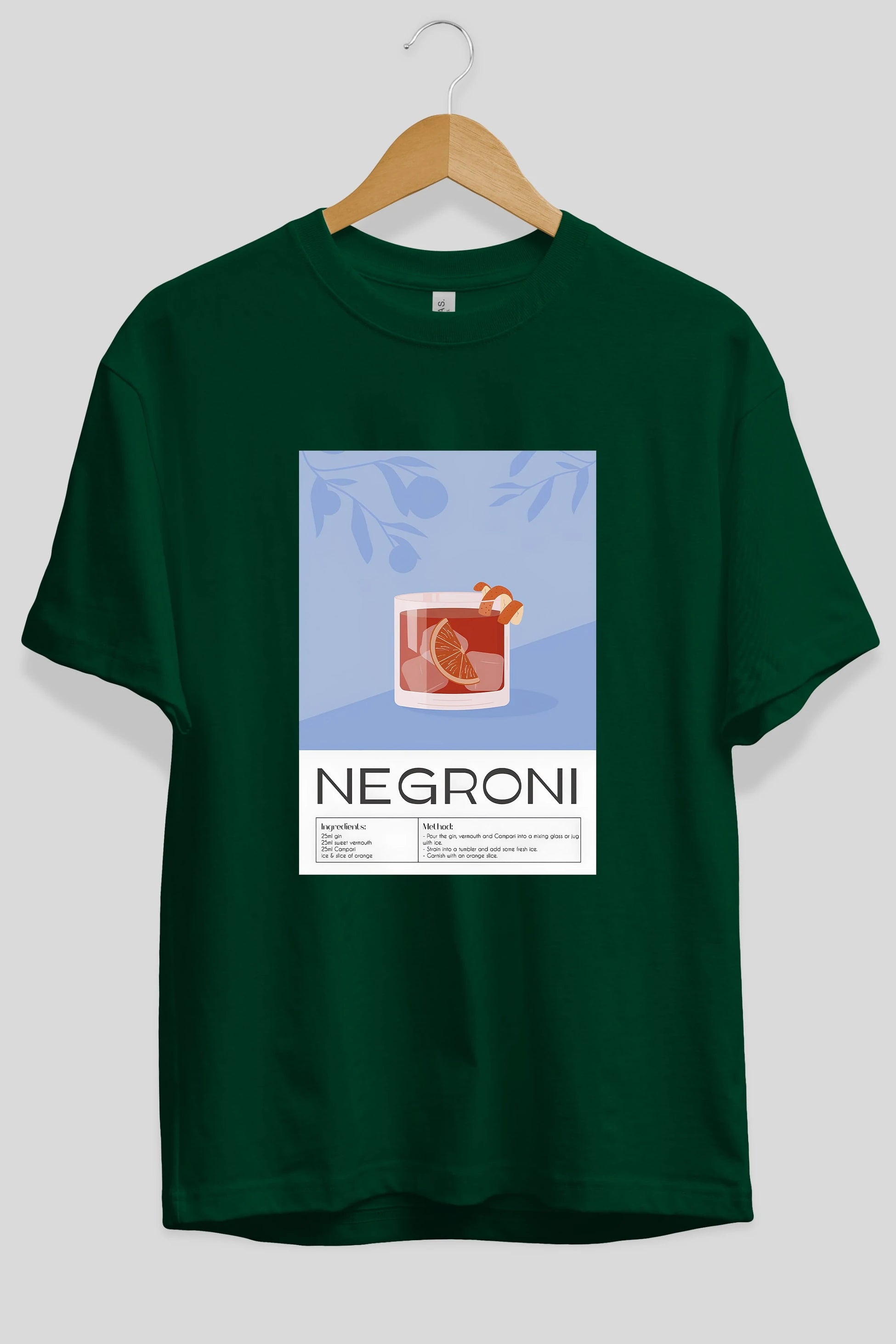 Negroni Ön Baskılı Oversize t-shirt Erkek Kadın Unisex %100 Pamuk Bisiklet Yaka tişort