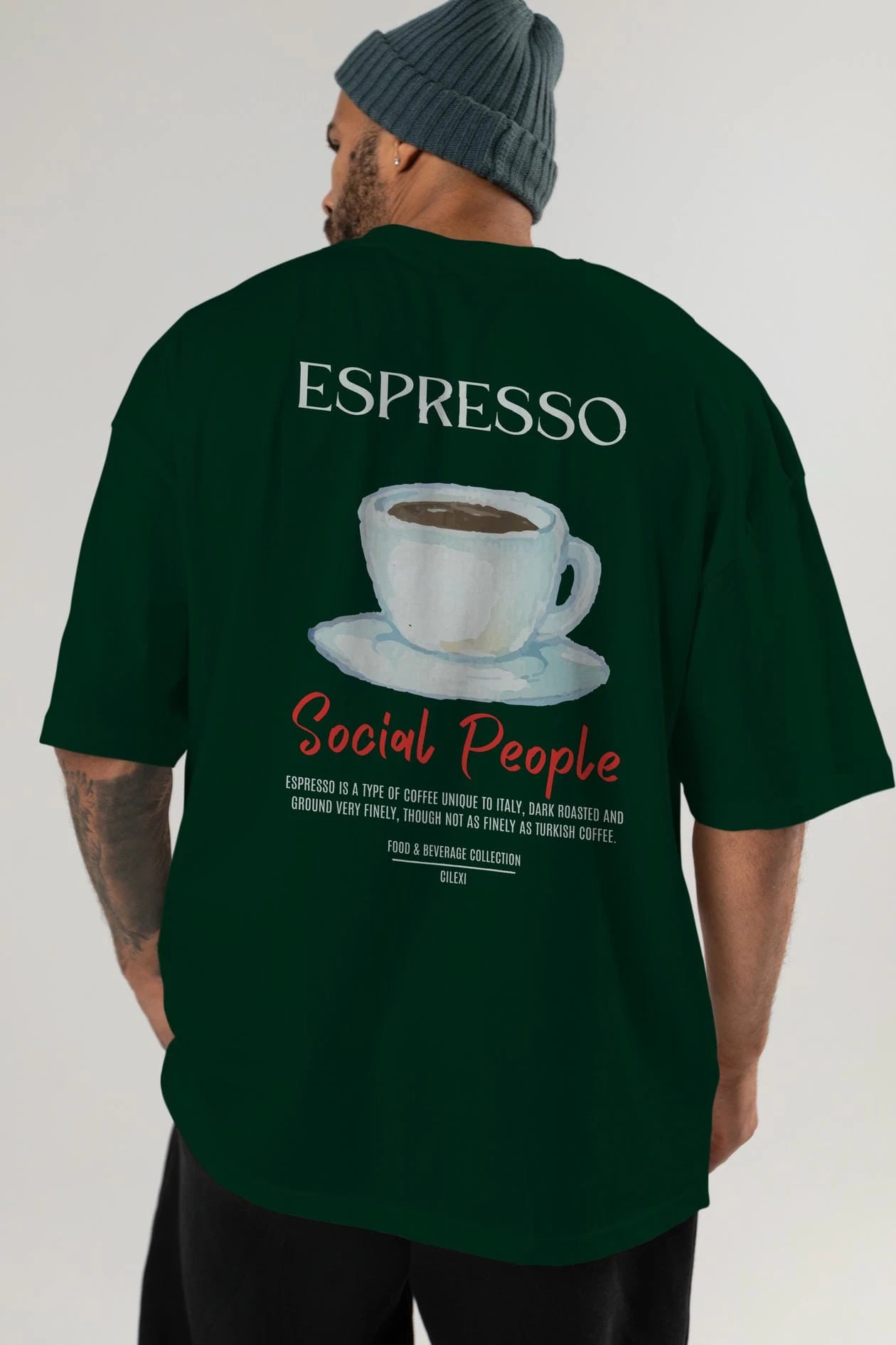 Espresso Kokteyl Serisi Baskılı Oversize t-shirt Erkek Kadın Unisex %100 Pamuk Bisiklet Yaka tişort