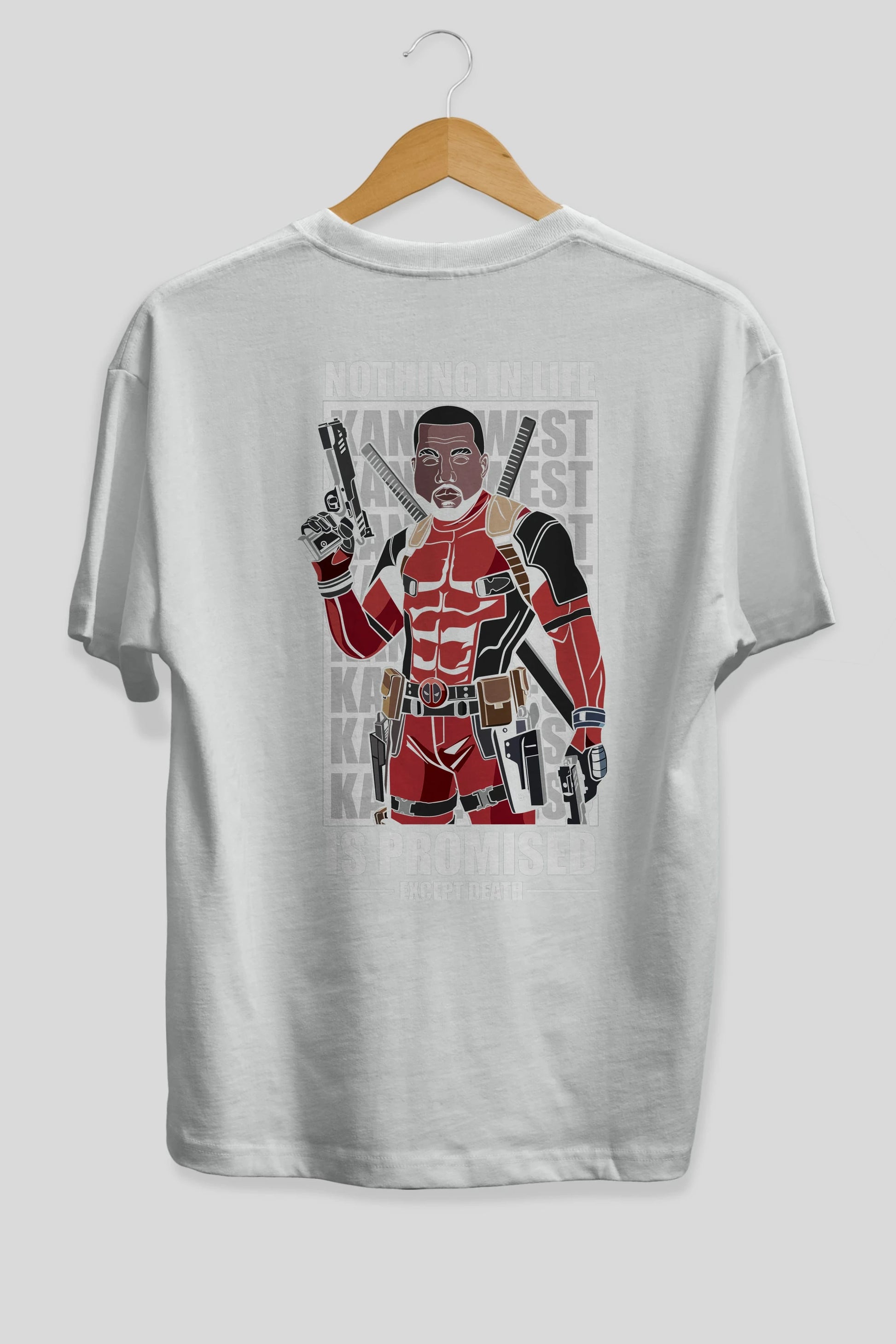 Kanye West Deadpool Arka Baskılı Oversize t-shirt Erkek Kadın Unisex %100 Pamuk tişort