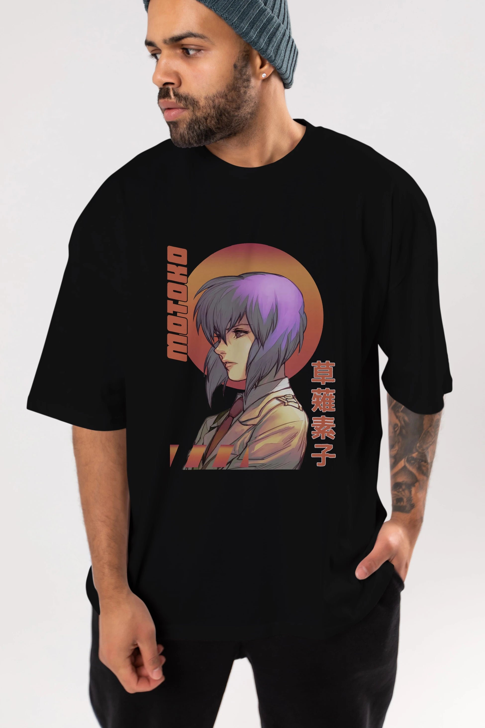 Motoko Kusanagi 10 Anime Ön Baskılı Oversize t-shirt %100 pamuk Erkek Kadın Unisex