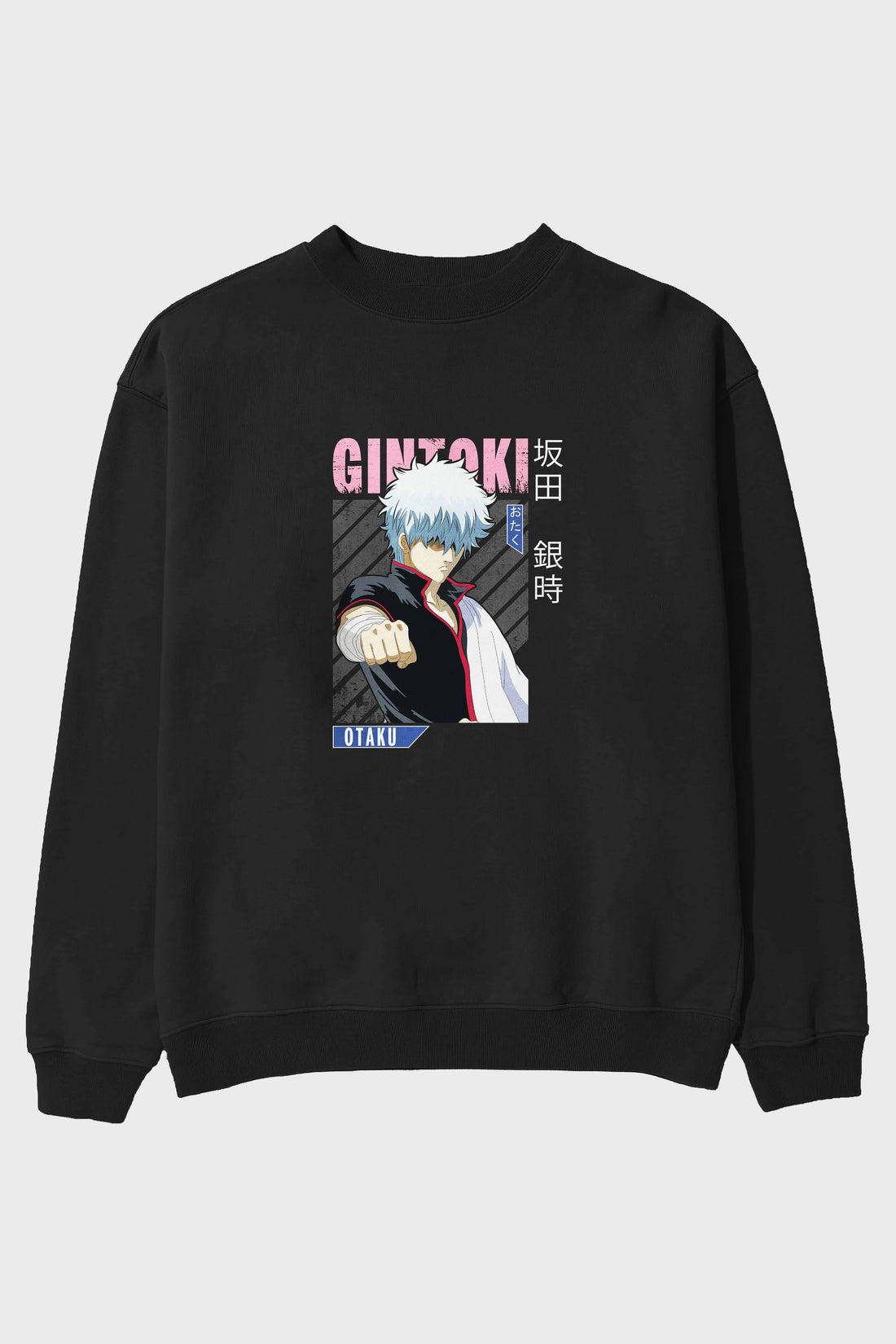 Gintoki Sakata GINTAMA 2 Anime Ön Baskılı Oversize Sweatshirt Erkek Kadın Unisex