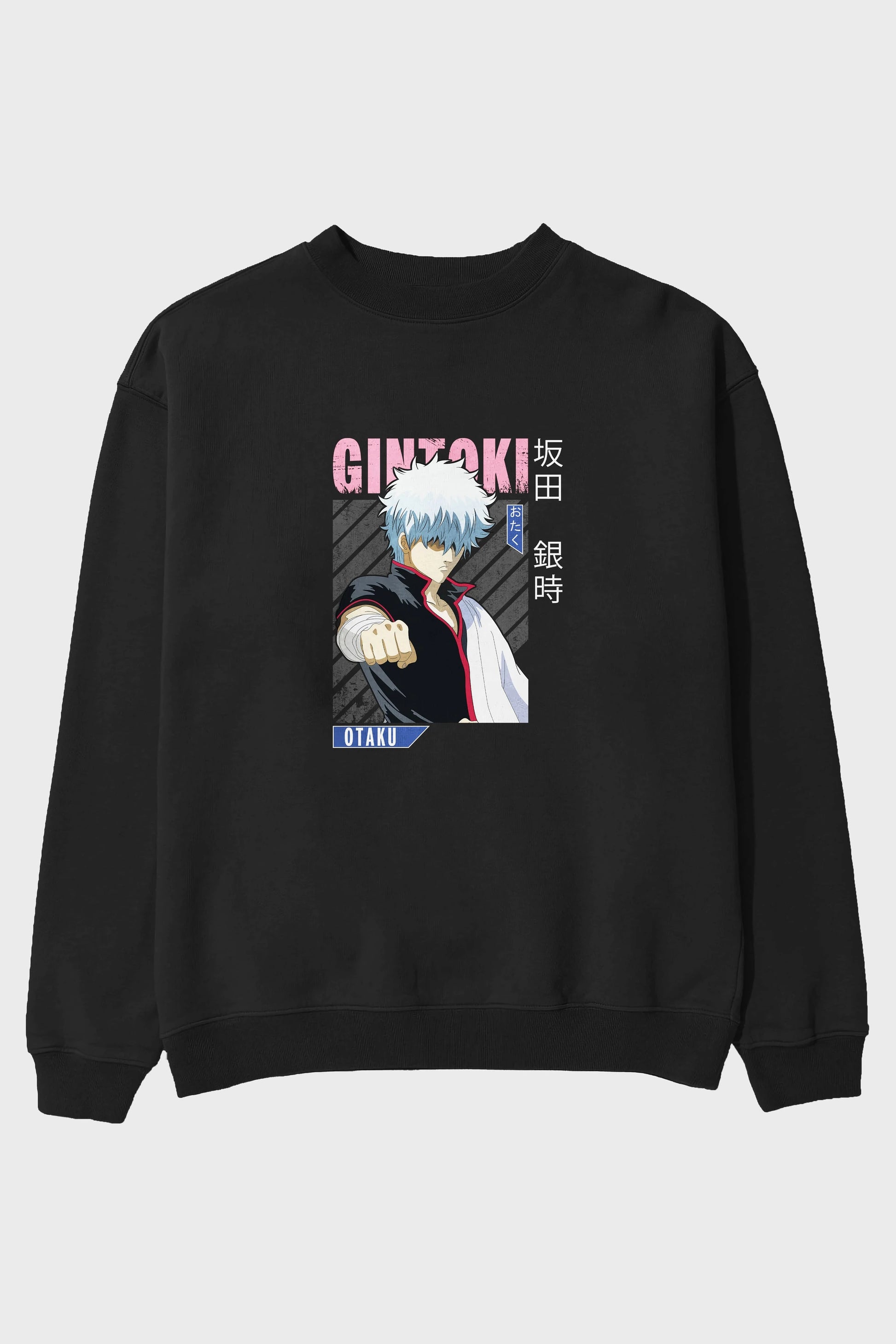 Gintoki Sakata GINTAMA 2 Anime Ön Baskılı Oversize Sweatshirt Erkek Kadın Unisex