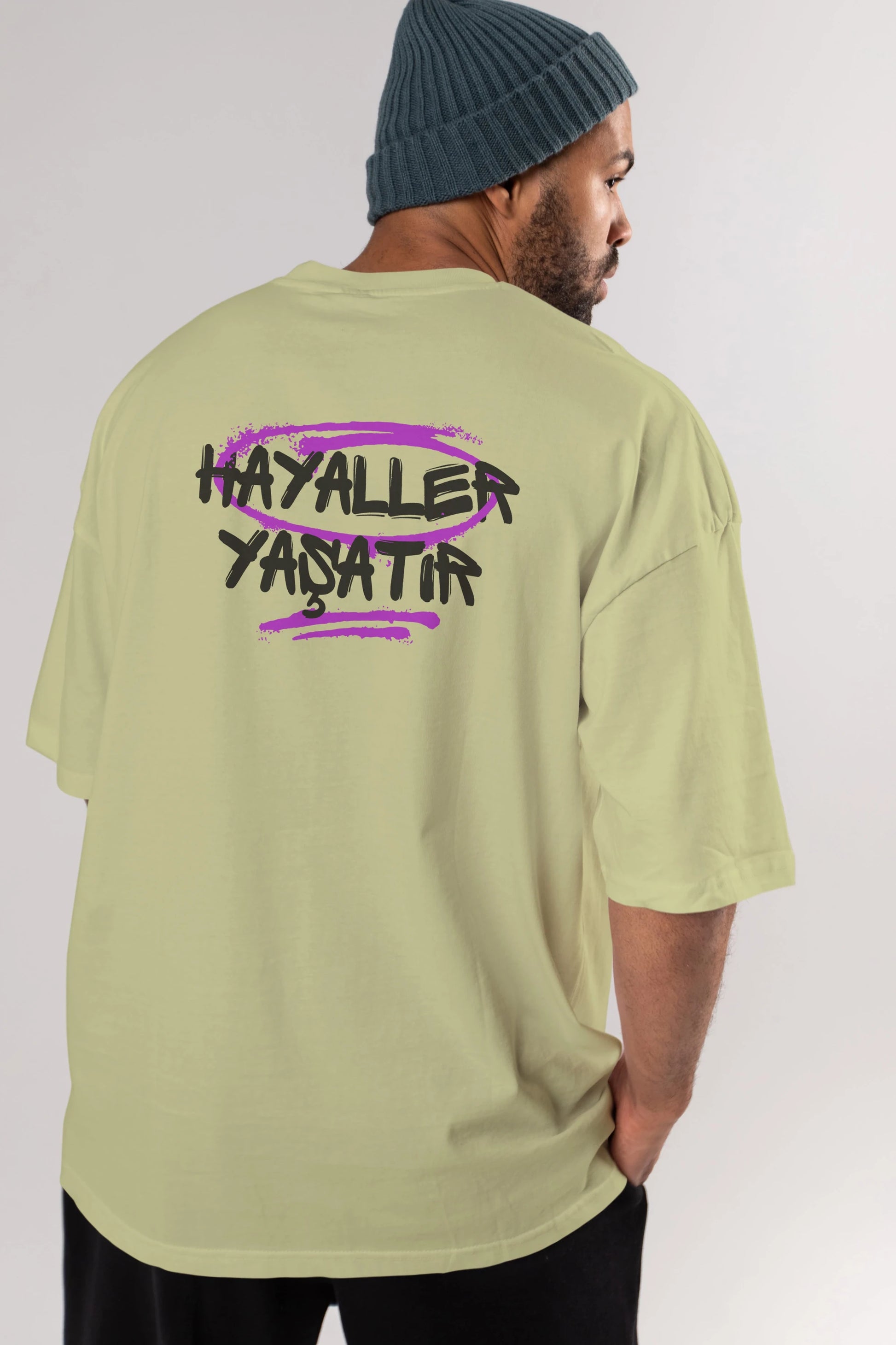 Hayaller Yaşatır Arka Baskılı Oversize t-shirt Erkek Kadın Unisex