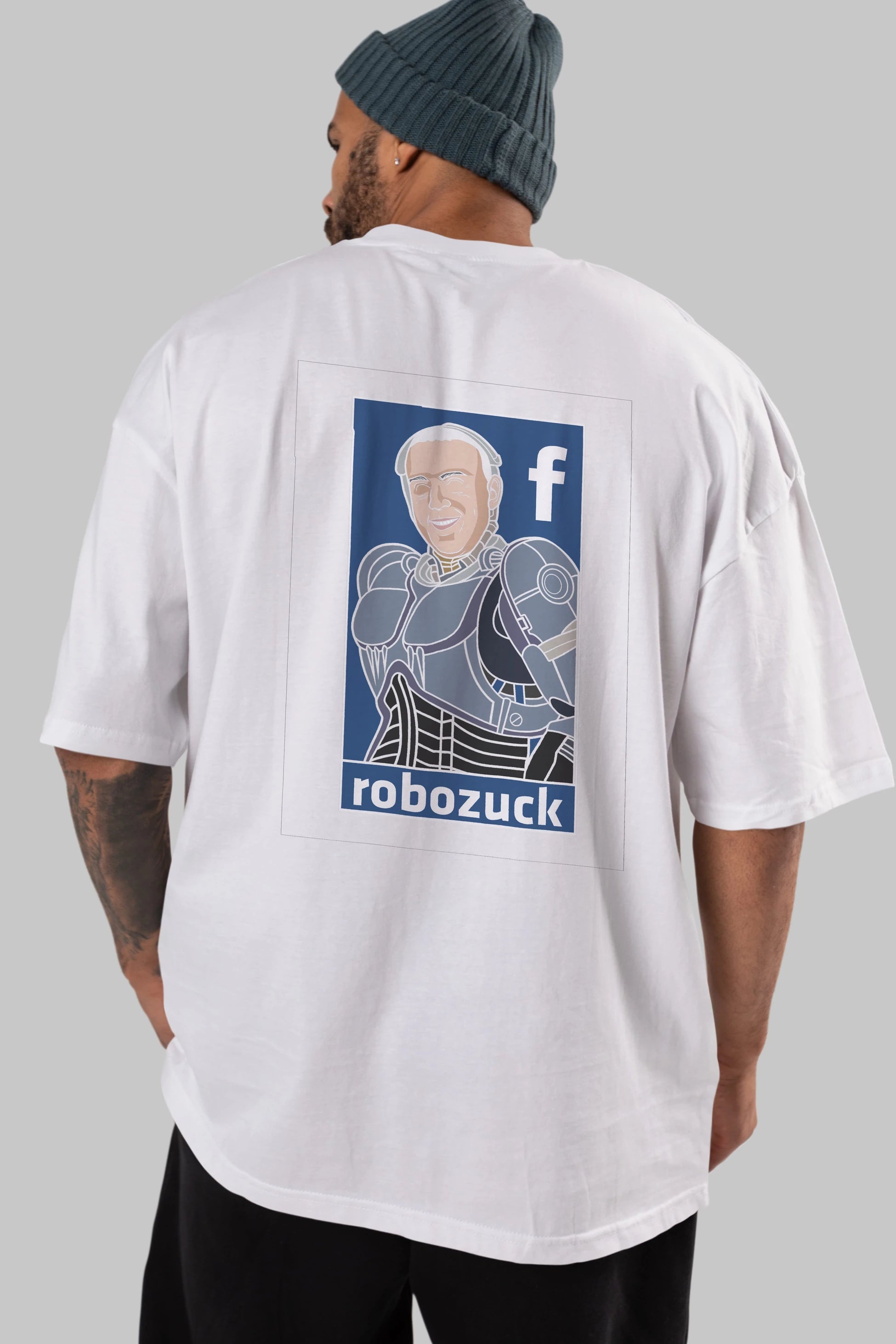 Robozuck Arka Baskılı Oversize t-shirt Erkek Kadın Unisex %100 Pamuk tişort