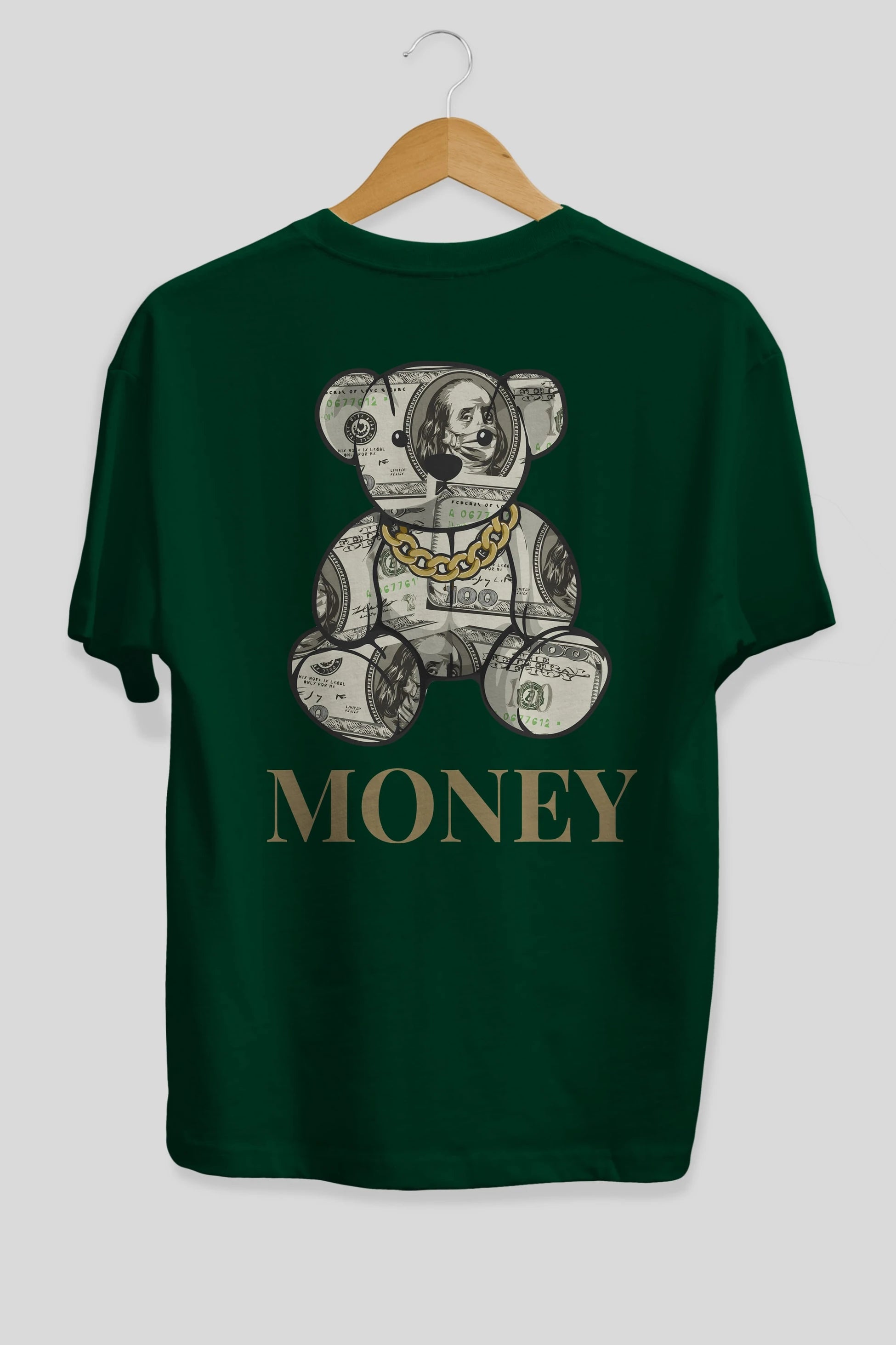 Teddy Bear Money Arka Baskılı Oversize t-shirt Erkek Kadın Unisex