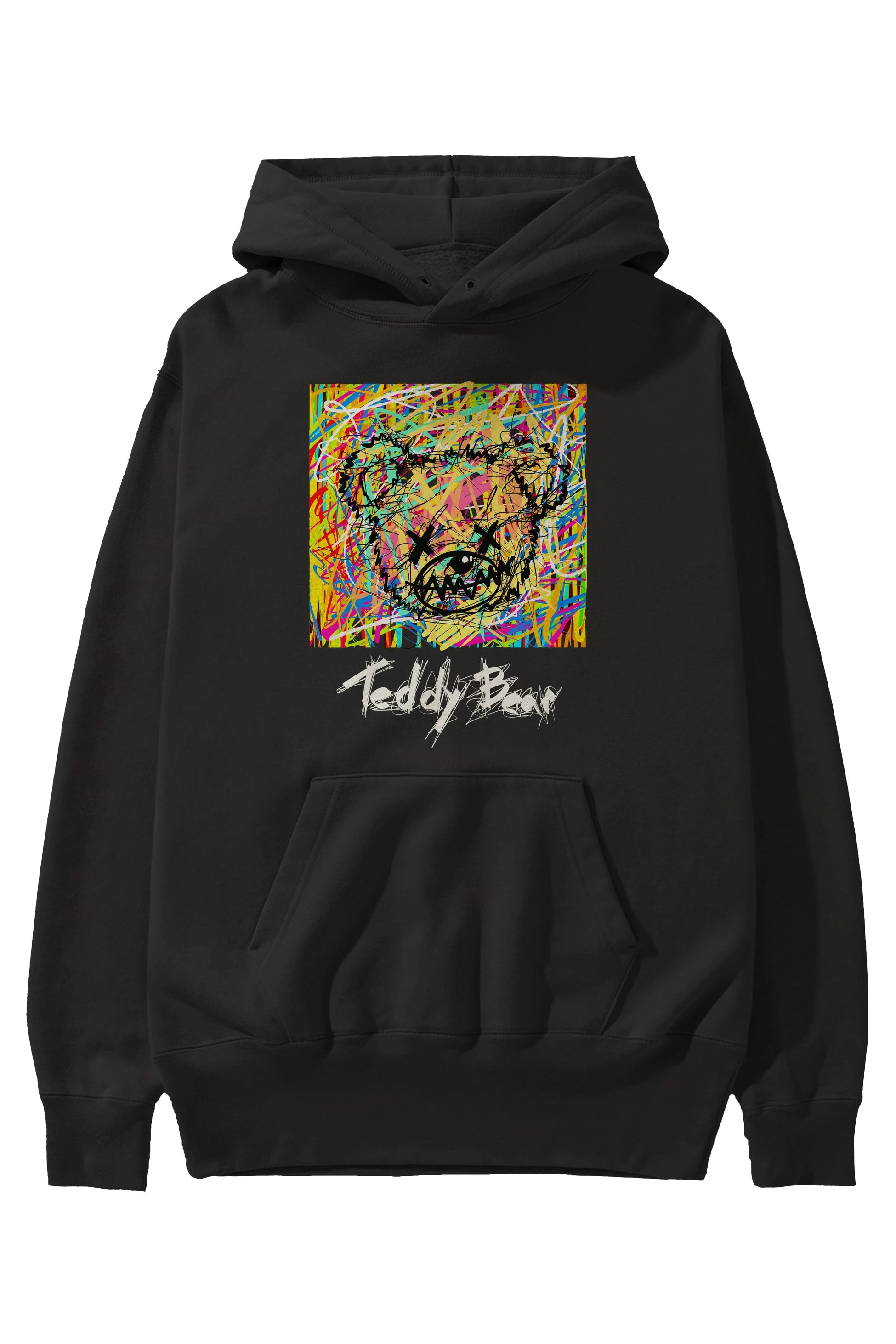 Teddy Bear 3 Ön Baskılı Hoodie Oversize Kapüşonlu Sweatshirt Erkek Kadın Unisex