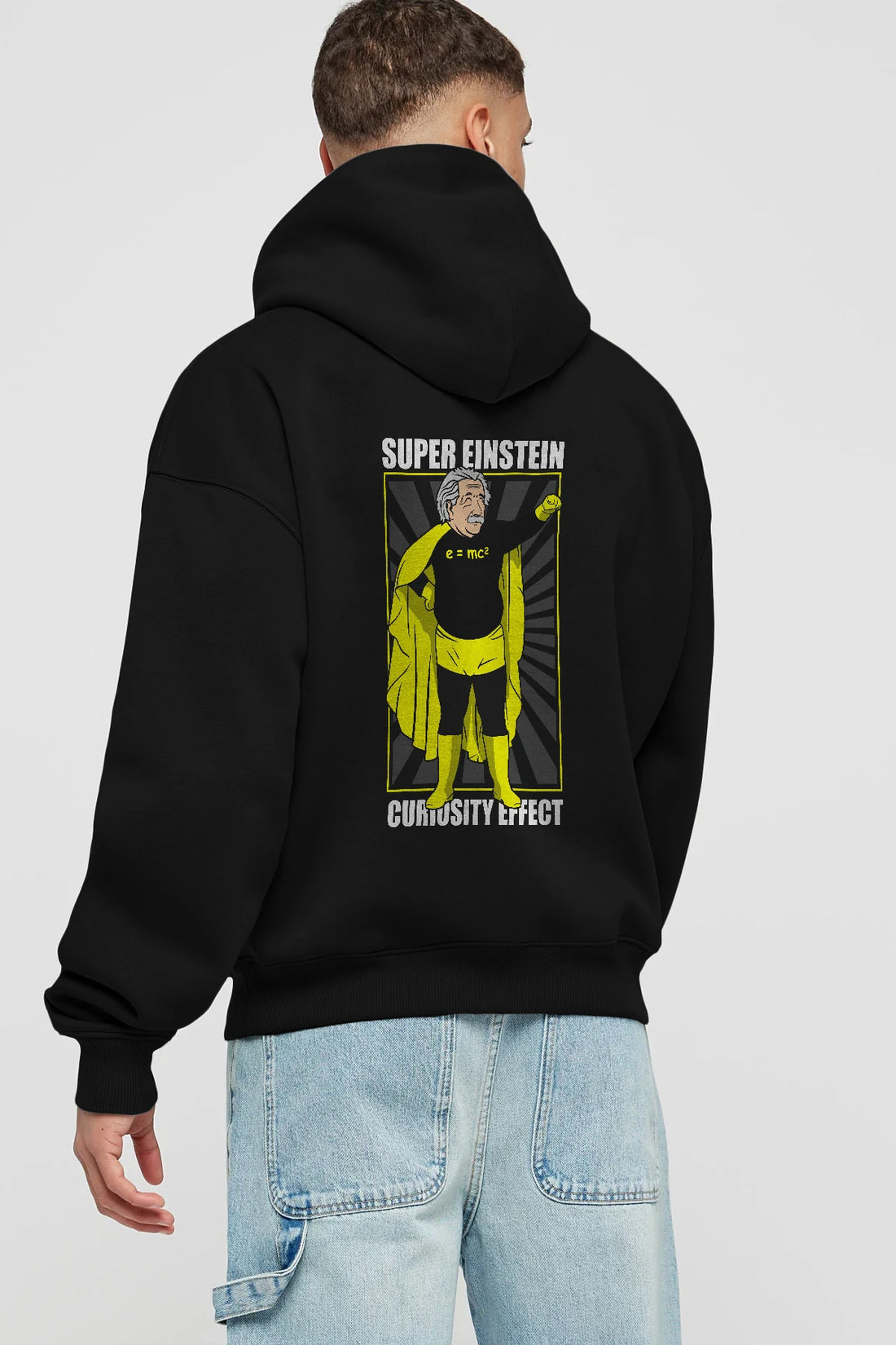 Super Einsten Arka Baskılı Hoodie Oversize Kapüşonlu Sweatshirt Erkek Kadın Unisex
