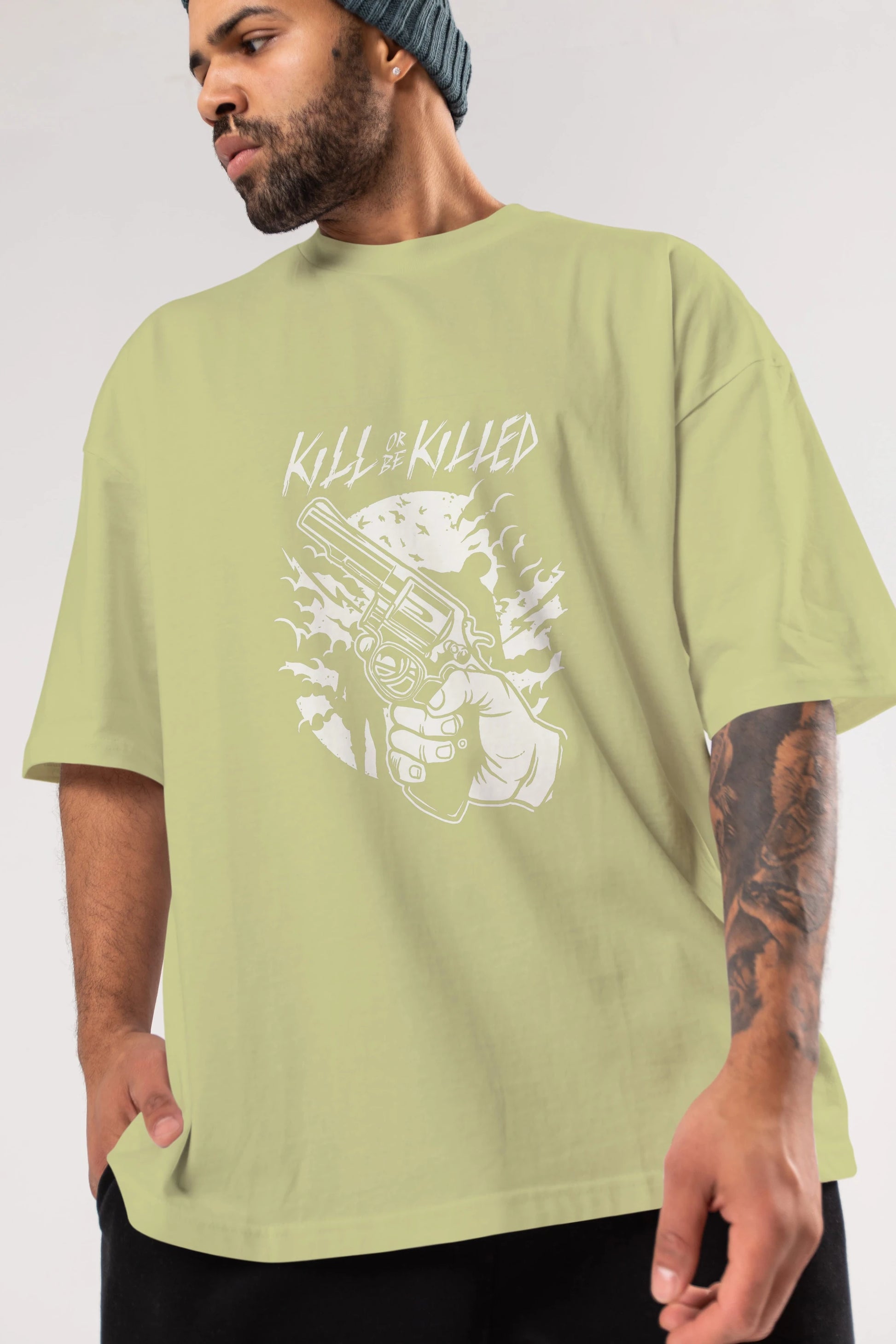 Zombie Shooter Ön Baskılı Oversize t-shirt Erkek Kadın Unisex %100 Pamuk tişort