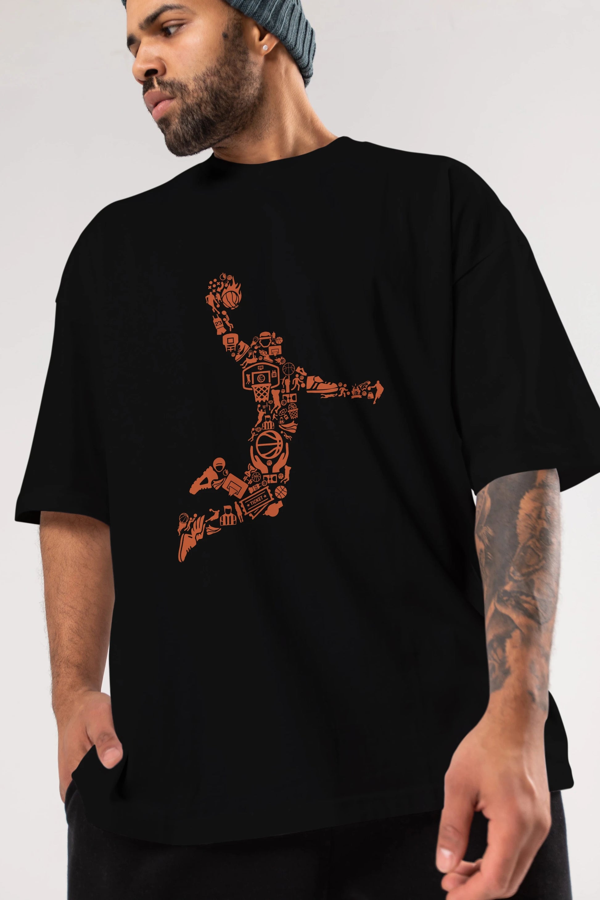Basketball Player Ön Baskılı Oversize t-shirt %100 pamuk Erkek Kadın Unisex