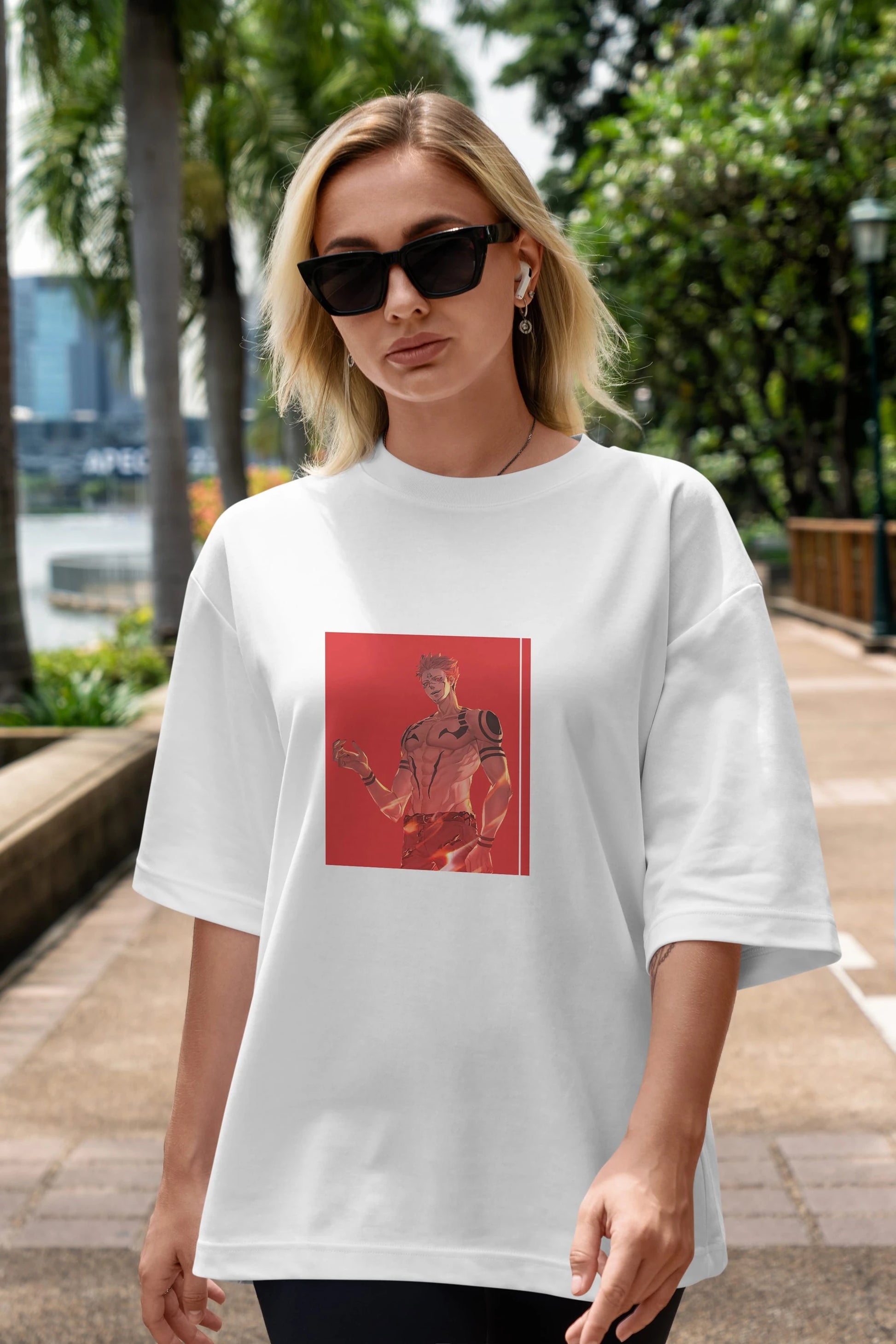 Sukuna Ryoumen 3 Anime Ön Baskılı Oversize t-shirt %100 pamuk Erkek Kadın Unisex
