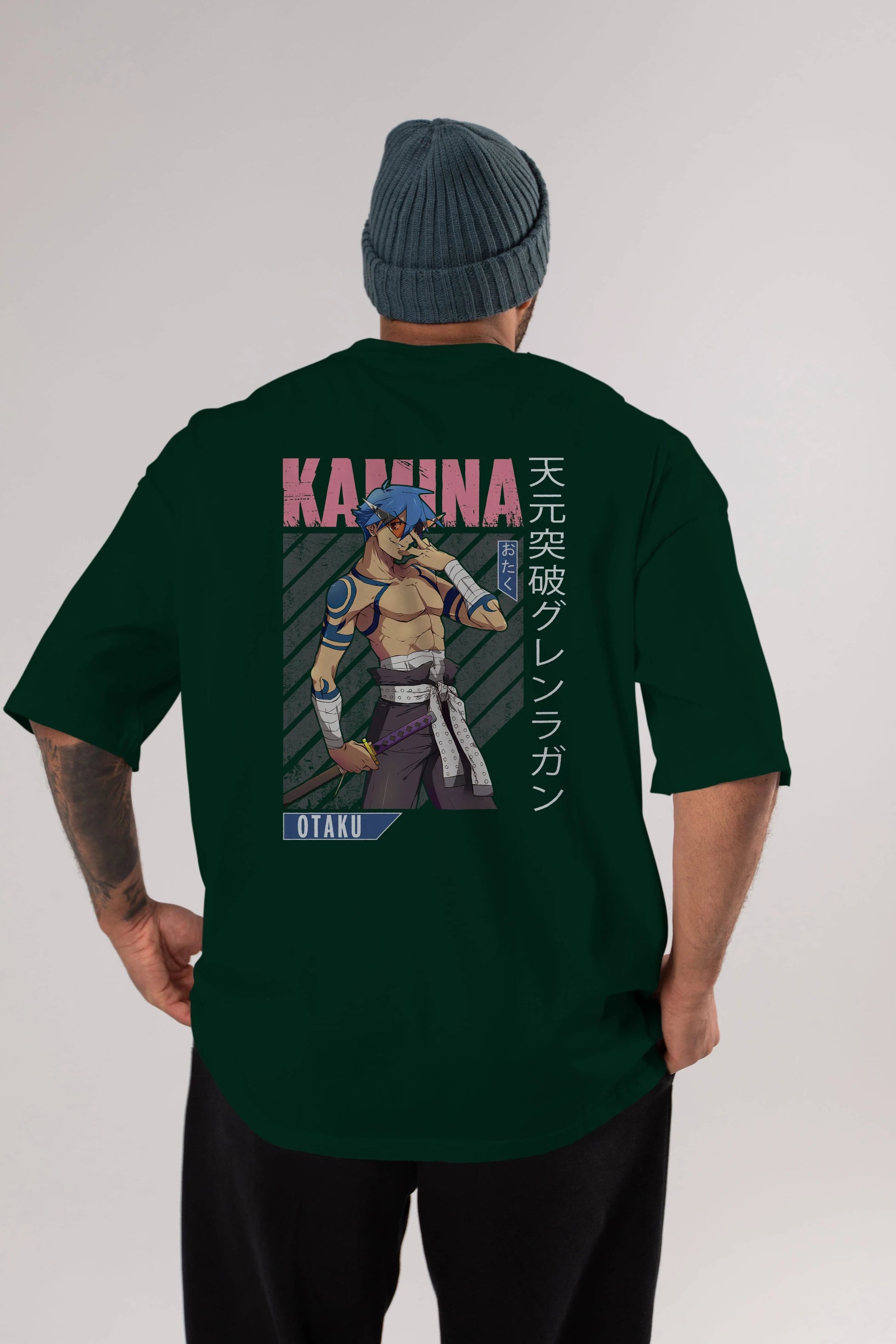 Kamina 5 Anime Arka Baskılı Oversize t-shirt Erkek Kadın Unisex
