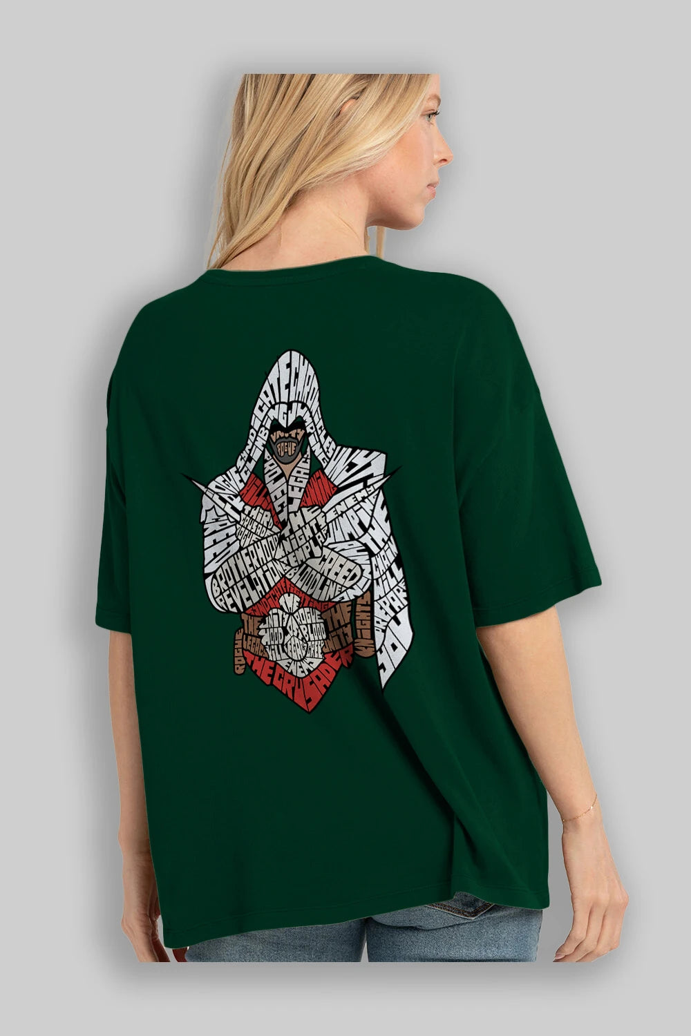 Assassins Arka Baskılı Oversize t-shirt %100 pamuk Erkek Kadın Unisex