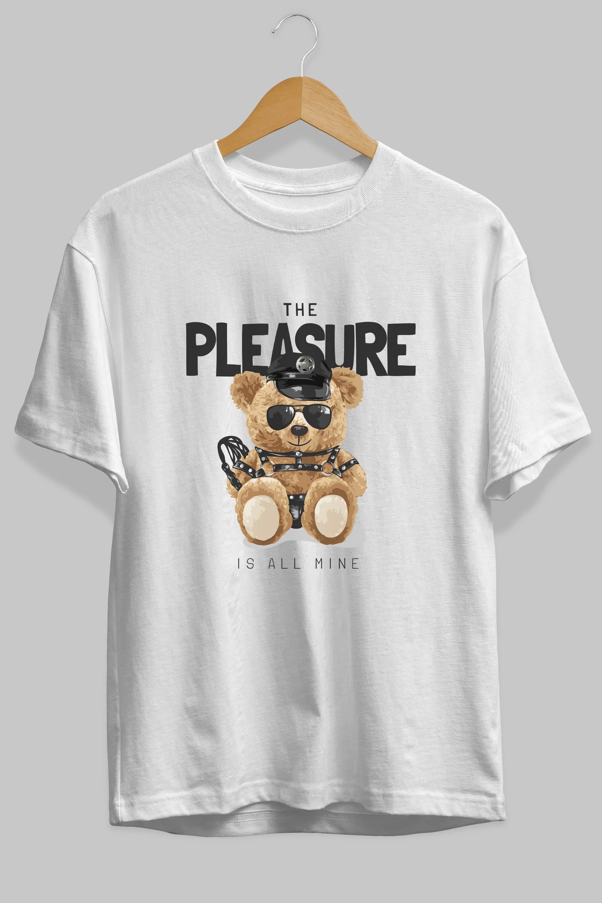 Teddy Bear The Pleasure Ön Baskılı Oversize t-shirt Erkek Kadın Unisex %100 Pamuk