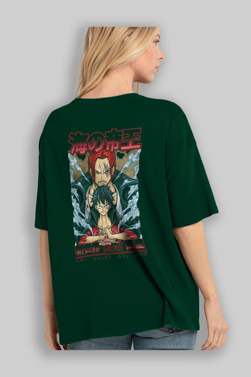 MONKEY D. LUFF and SHANKS Anime Arka Baskılı Oversize t-shirt Erkek Kadın Unisex