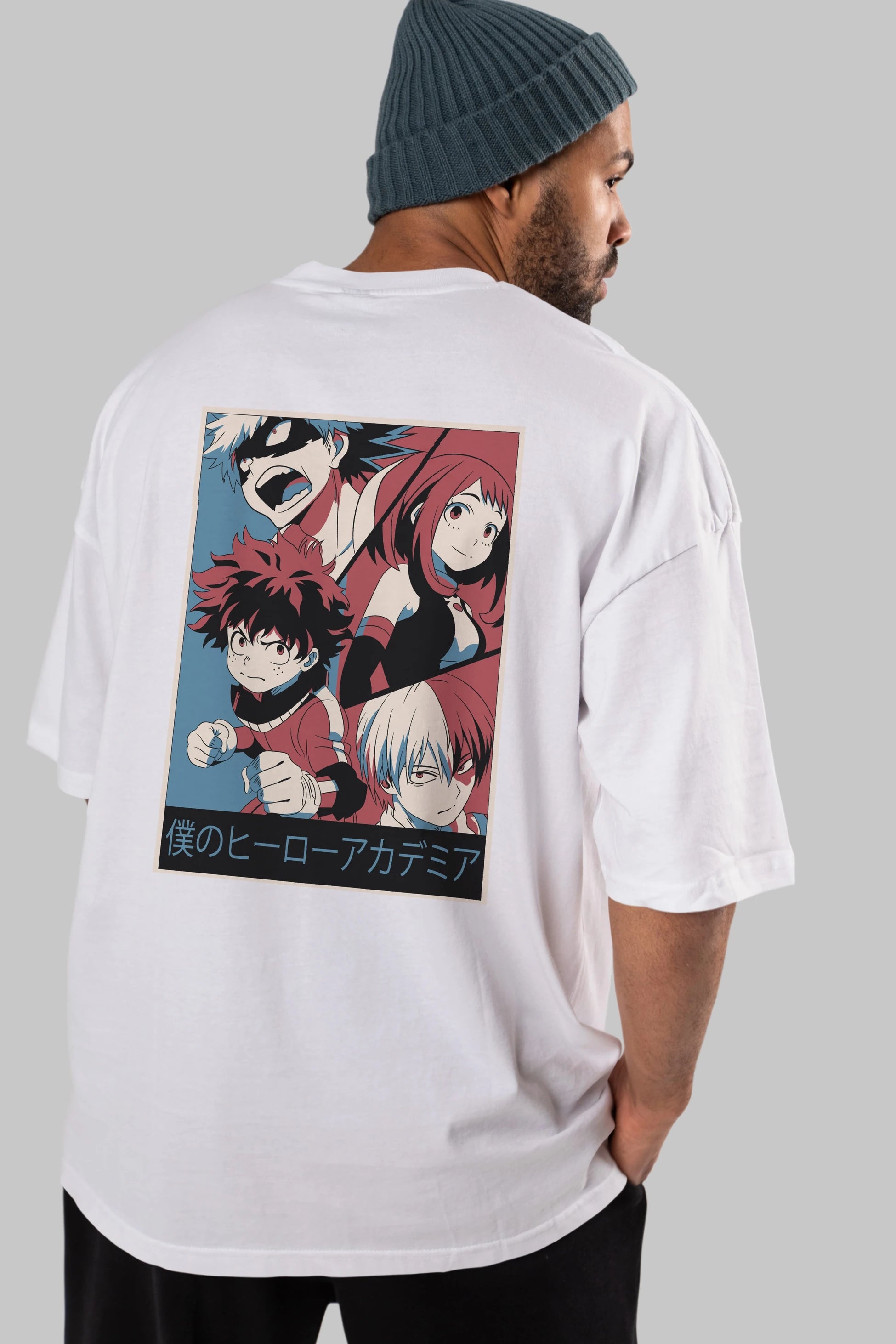 BokuNoHero Anime Arka Baskılı Oversize t-shirt Erkek Kadın Unisex