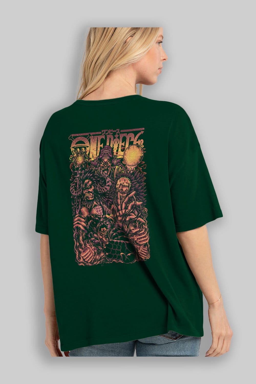 ONE PIECE Anime Arka Baskılı Oversize t-shirt Erkek Kadın Unisex