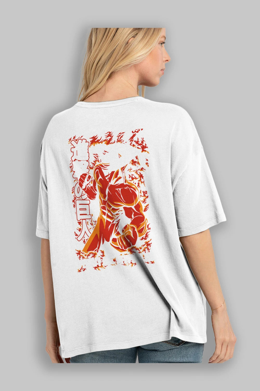 Eren Yeager Anime Arka Baskılı Oversize t-shirt Erkek Kadın Unisex %100 pamuk tişort