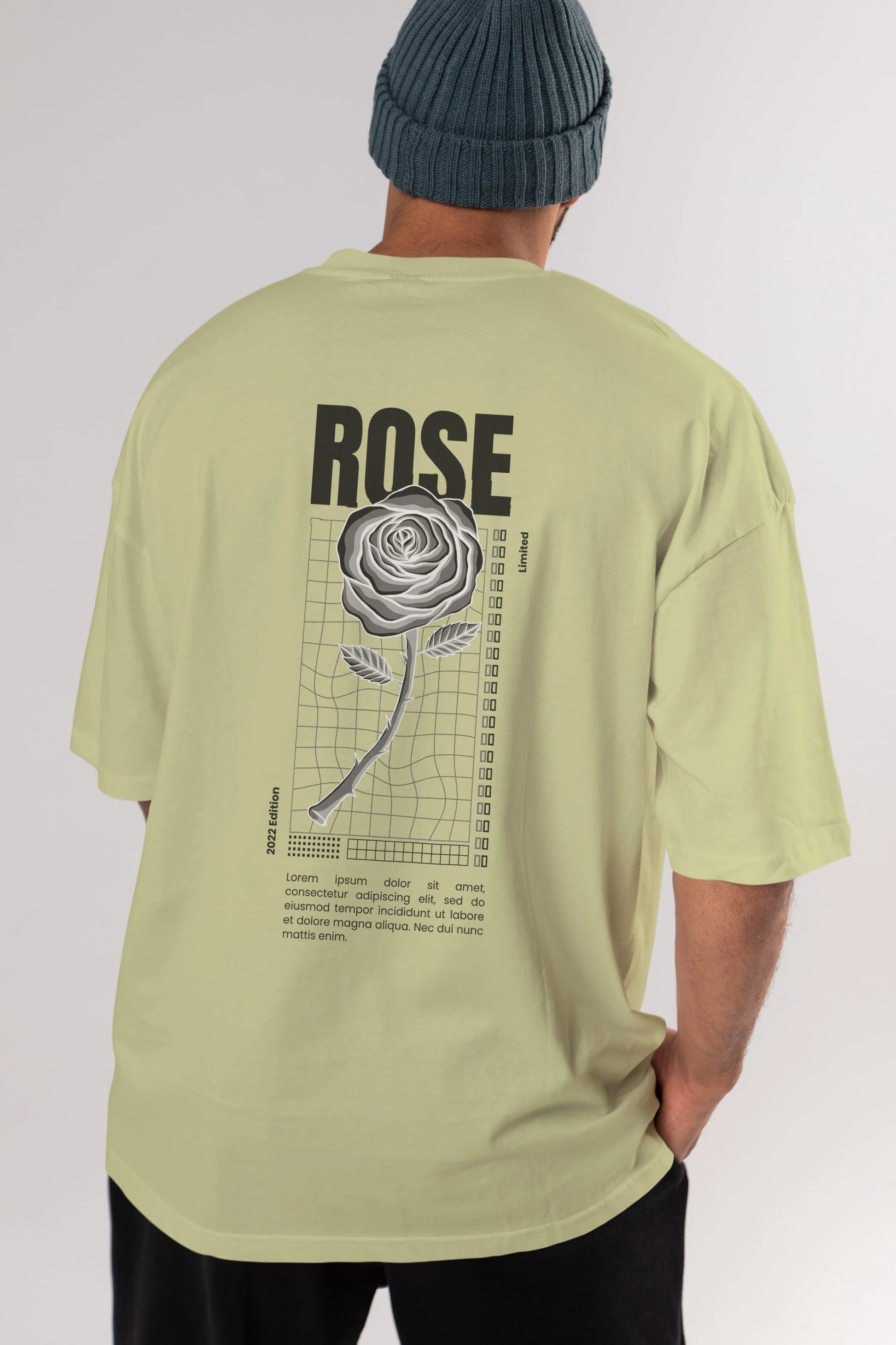 Rose Streetwear Arka Baskılı Oversize t-shirt Erkek Kadın Unisex