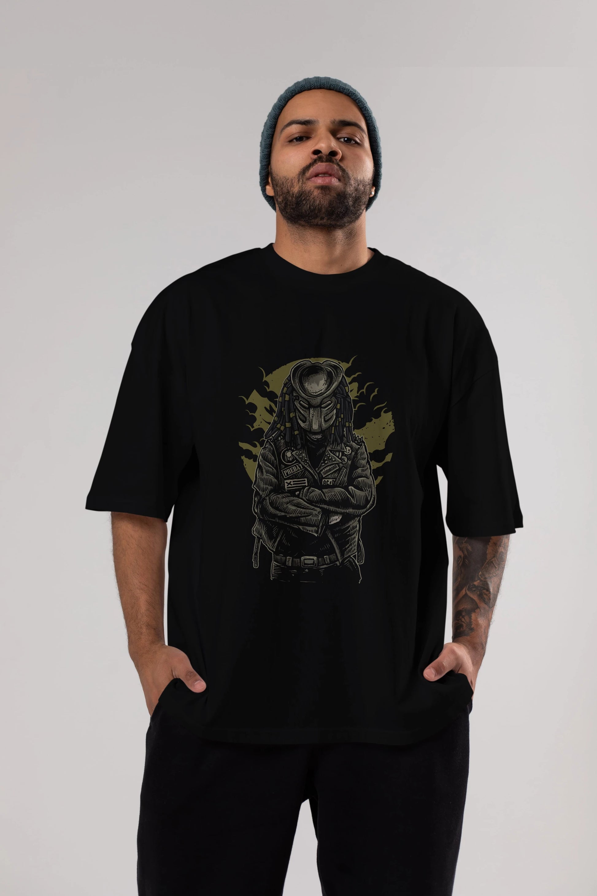 Predator Ön Baskılı Oversize t-shirt Erkek Kadın Unisex %100 Pamuk tişort