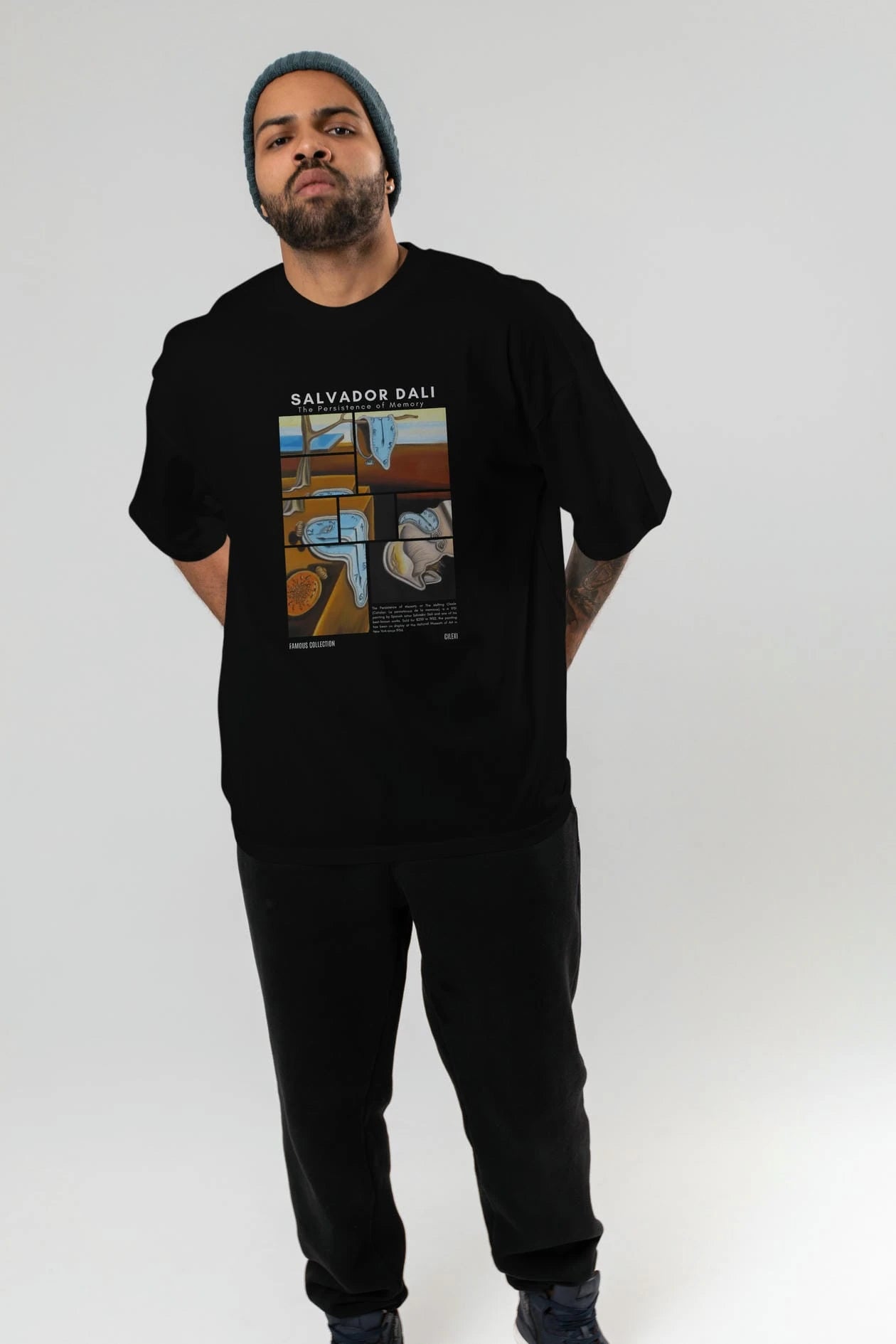 Salvador Dali ön Baskılı Oversize t-shirt Erkek Kadın Bisiklet Yaka Pamuk tişort