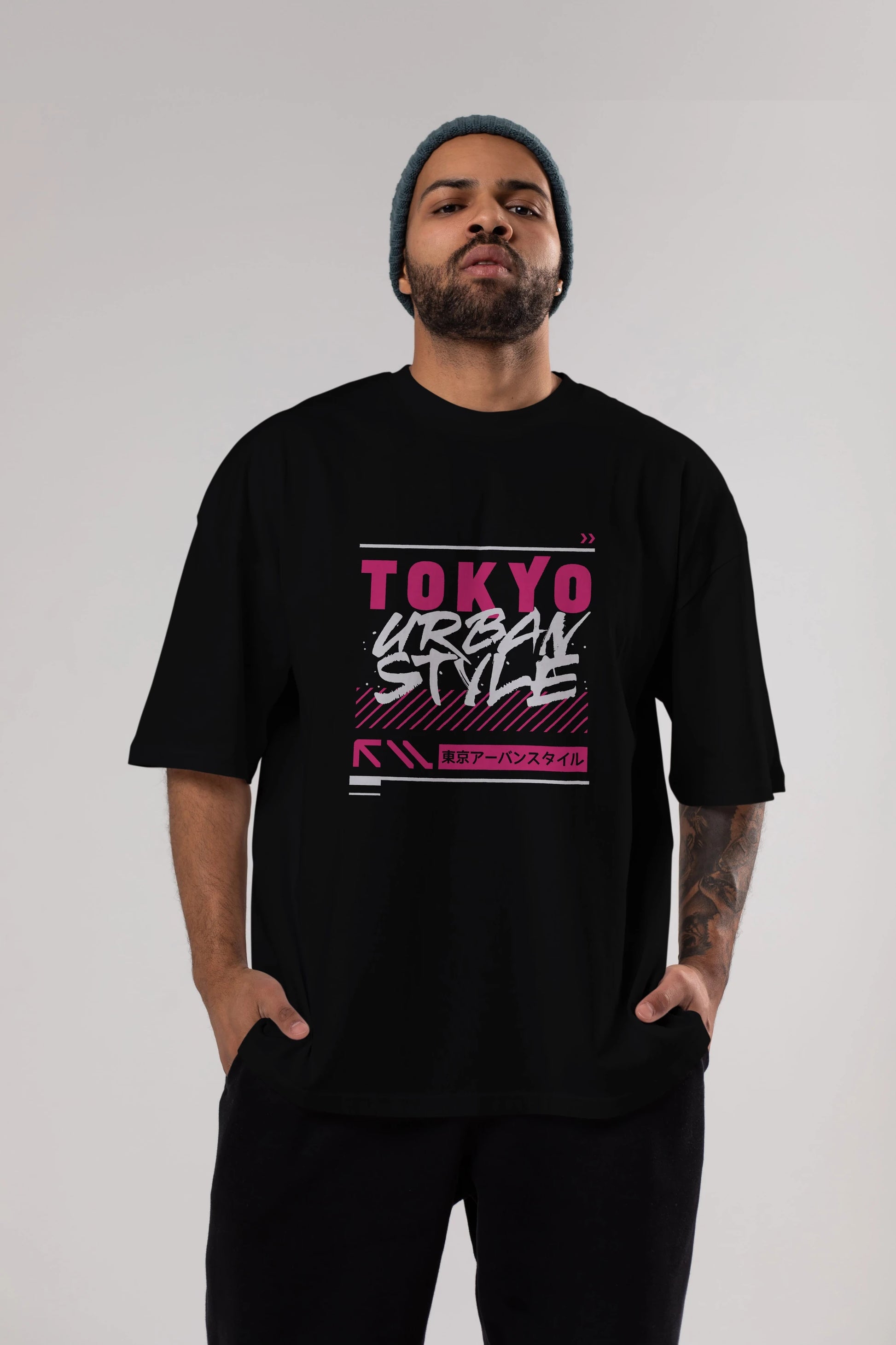 Tokyo Urban Style Ön Baskılı Oversize t-shirt Erkek Kadın Unisex