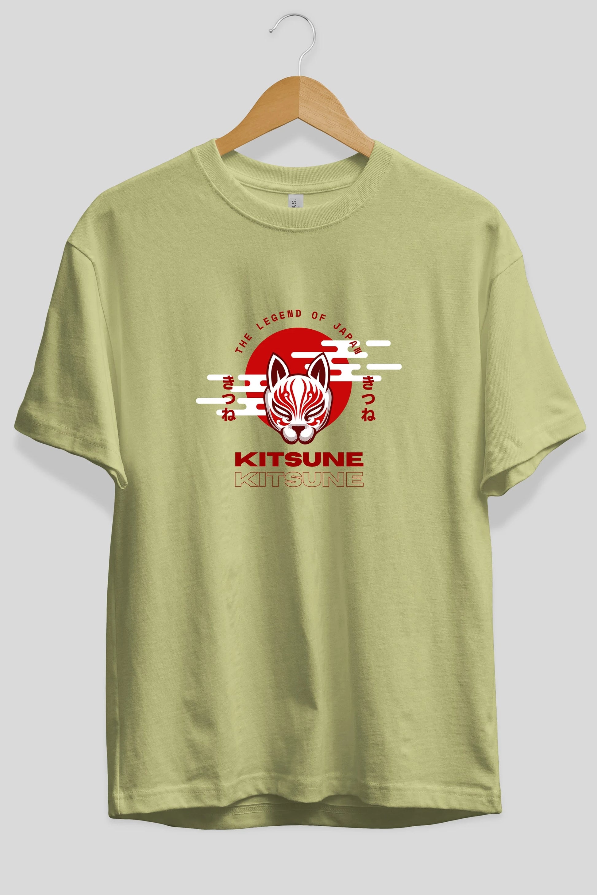 Kitsune Mask Ön Baskılı Oversize t-shirt Erkek Kadın Unisex