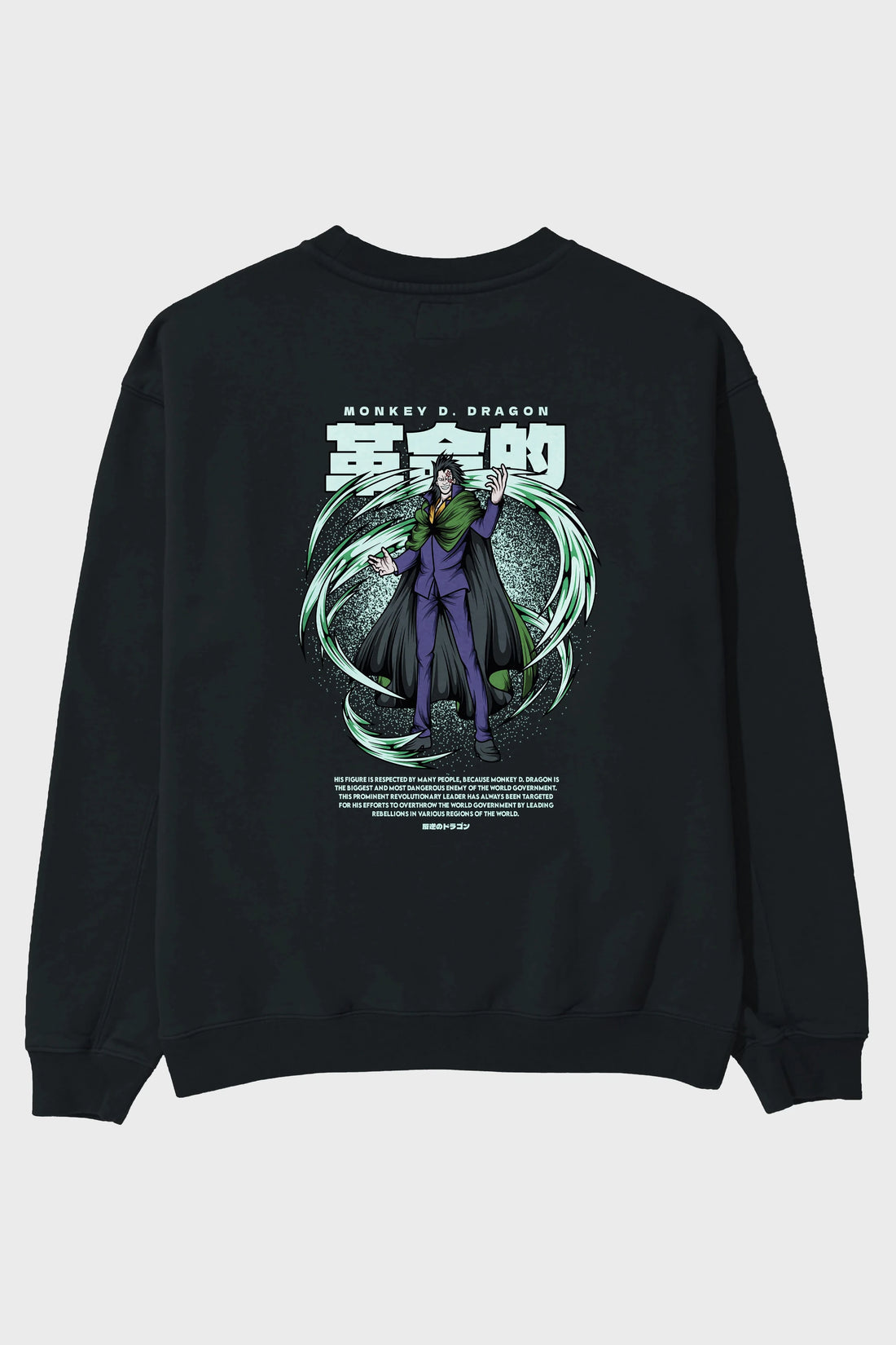 Monkey D. Dragon Anime Arka Baskılı Oversize Sweatshirt Erkek Kadın Unisex