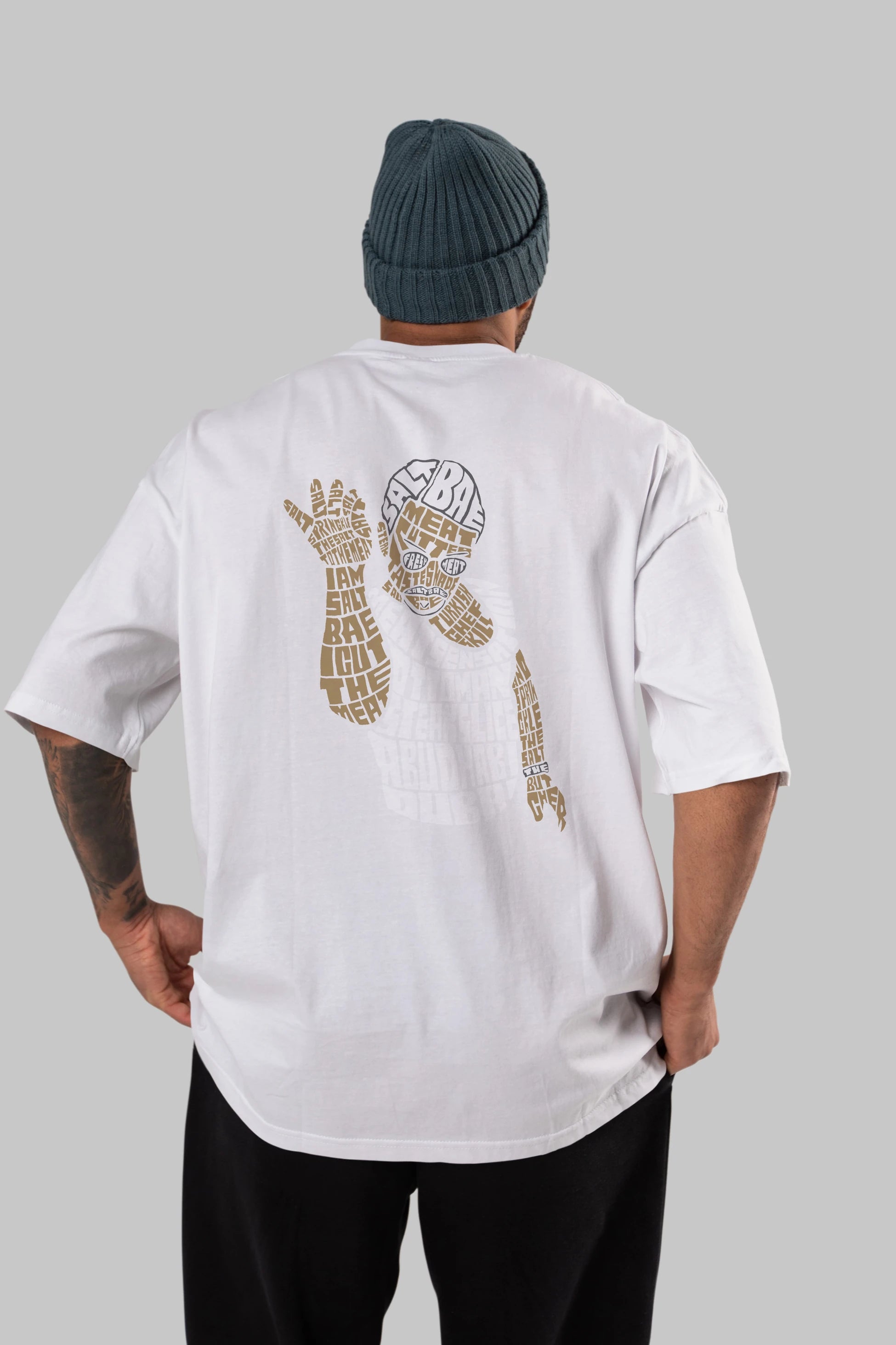 Salt Bae Arka Baskılı Oversize t-shirt %100 pamuk Erkek Kadın Unisex