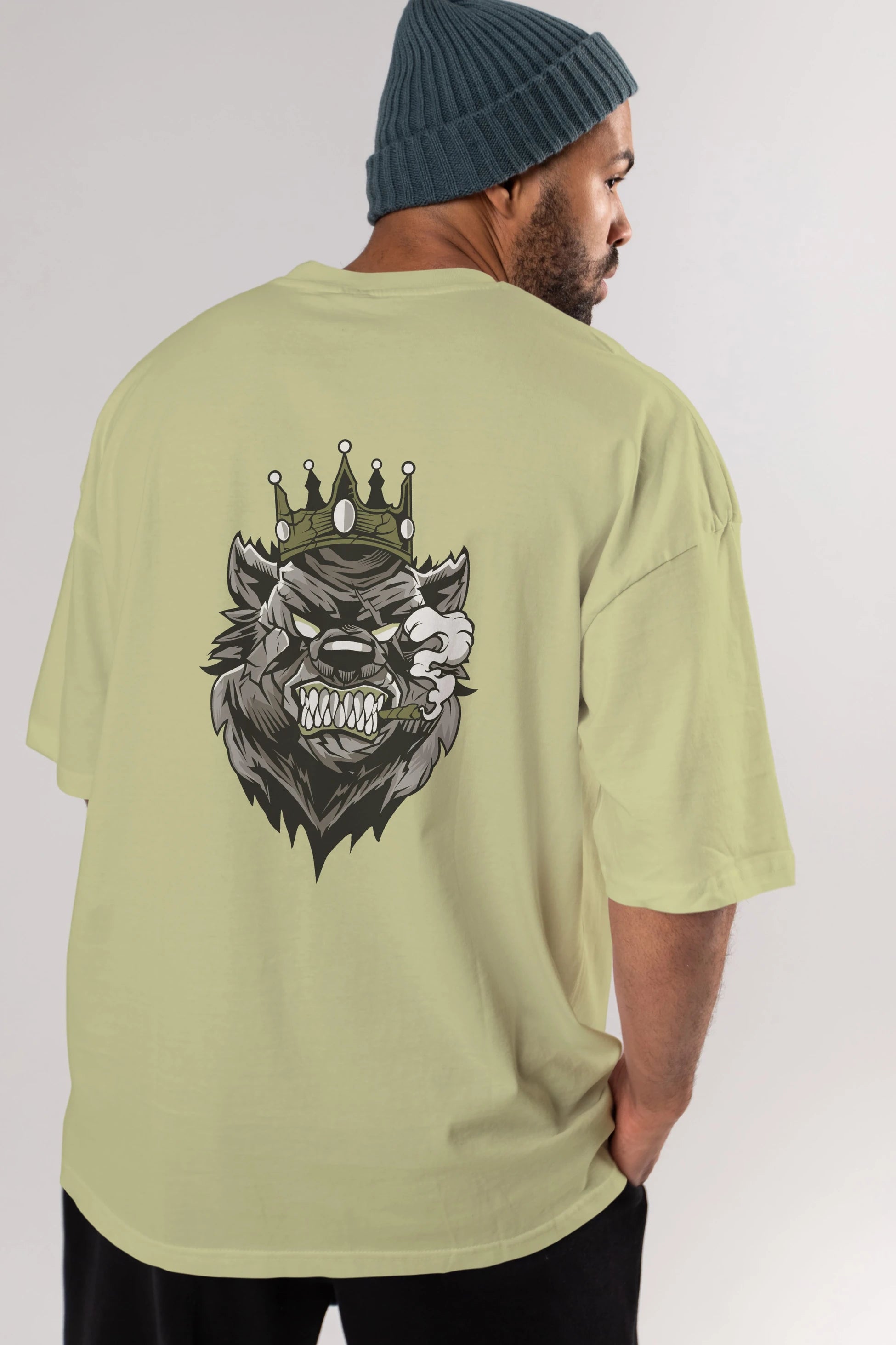 Bear King Arka Baskılı Oversize t-shirt Erkek Kadın Unisex %100 Pamuk tişort
