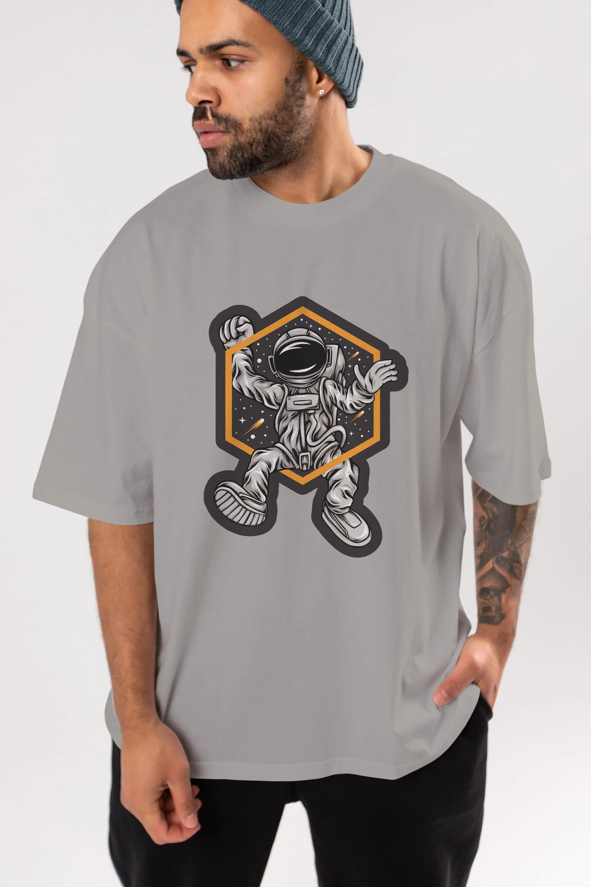 Astrofun Sticker Ön Baskılı Oversize t-shirt Erkek Kadın Unisex