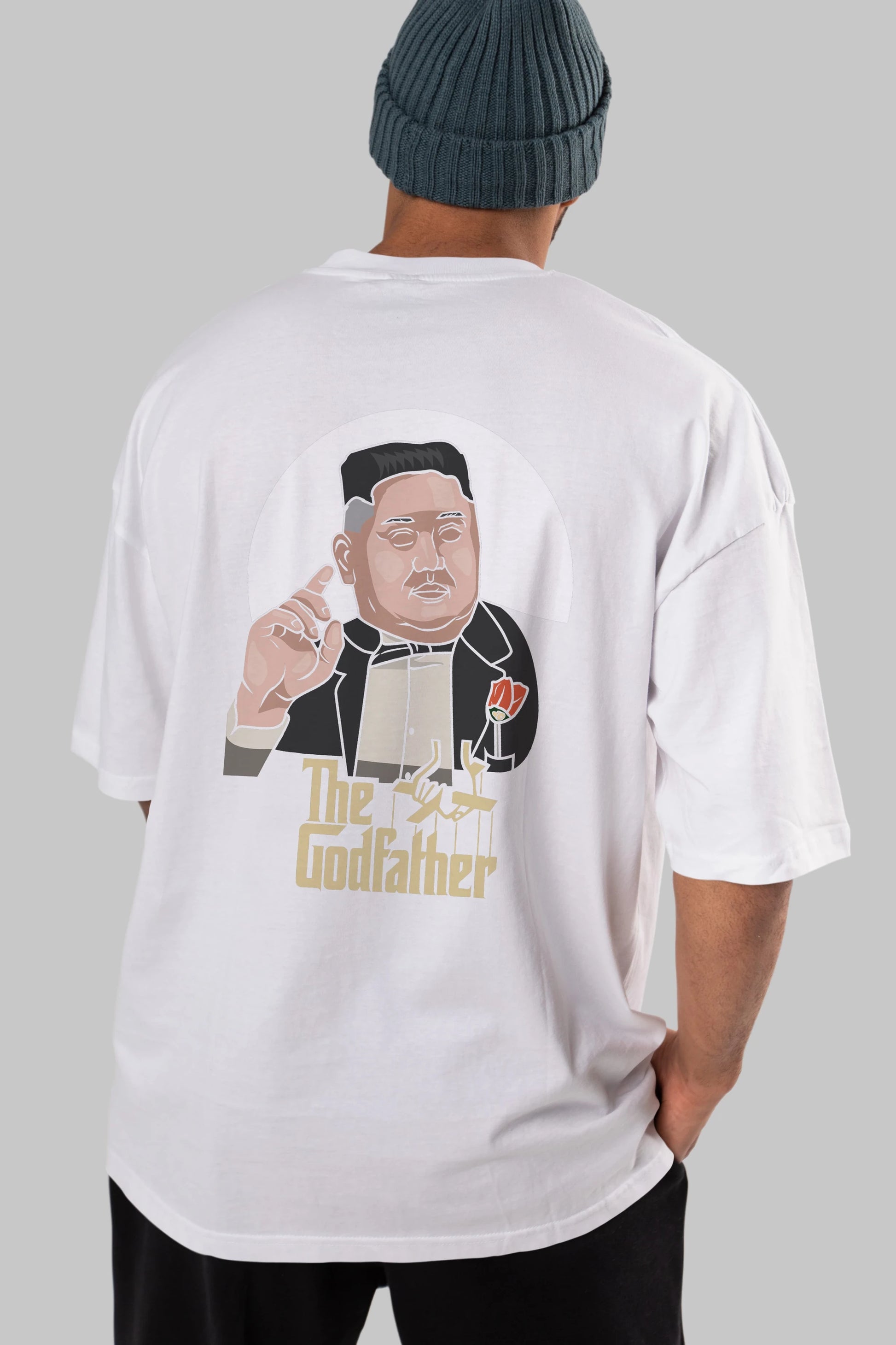 Godfather Jong Un Arka Baskılı Oversize t-shirt Erkek Kadın Unisex %100 Pamuk tişort