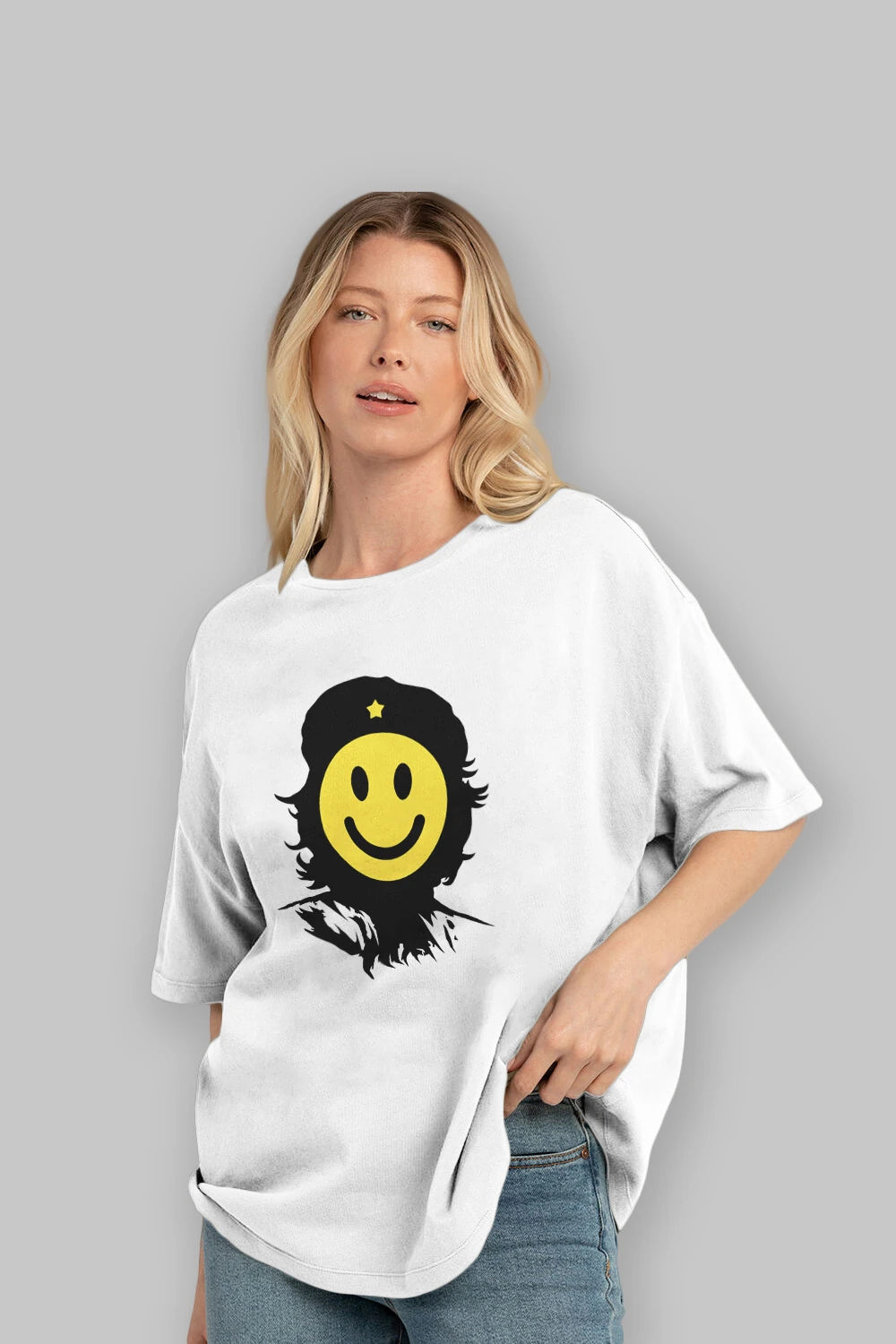 Che Smile Ön Baskılı Oversize t-shirt %100 pamuk Erkek Kadın Unisex