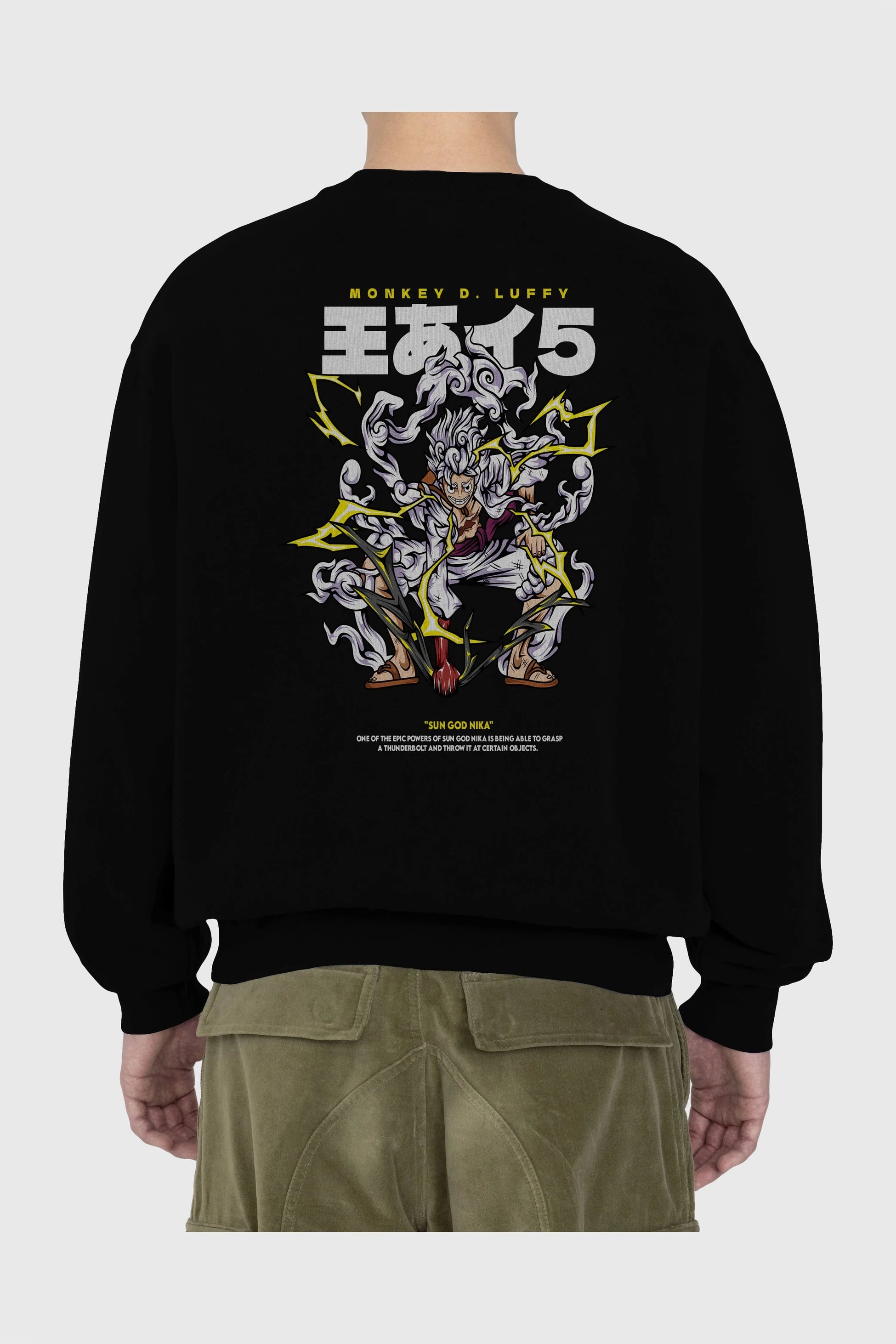 Monkey D. Luffy Anime Arka Baskılı Oversize Sweatshirt Erkek Kadın Unisex