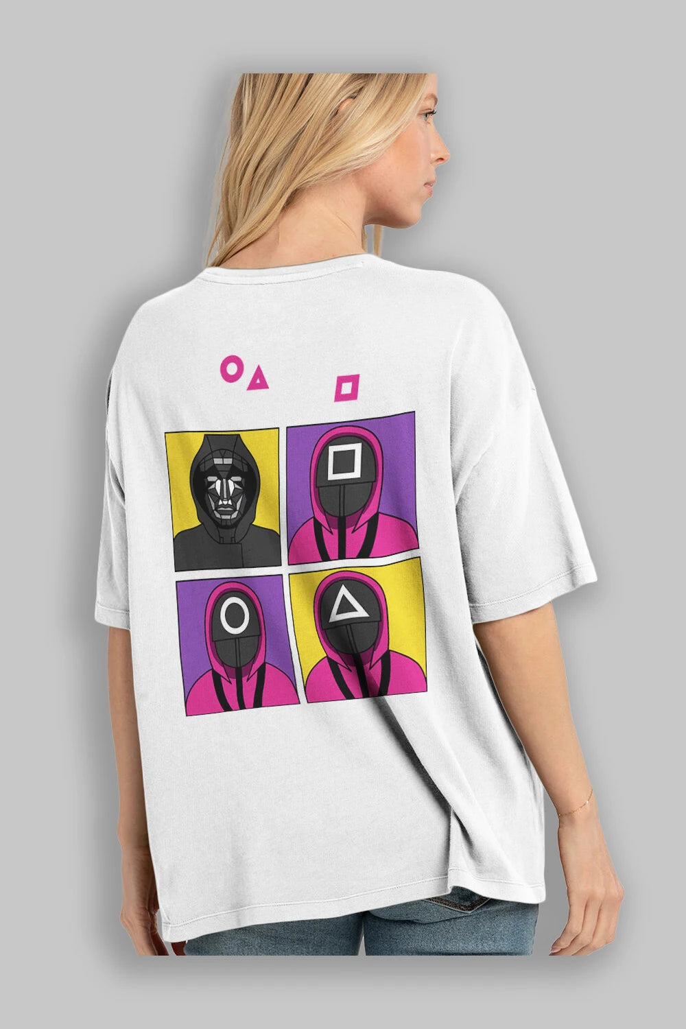 Squid Game (1) Arka Baskılı Oversize t-shirt Erkek Kadın Unisex %100 Pamuk Bisiklet Yaka tişort