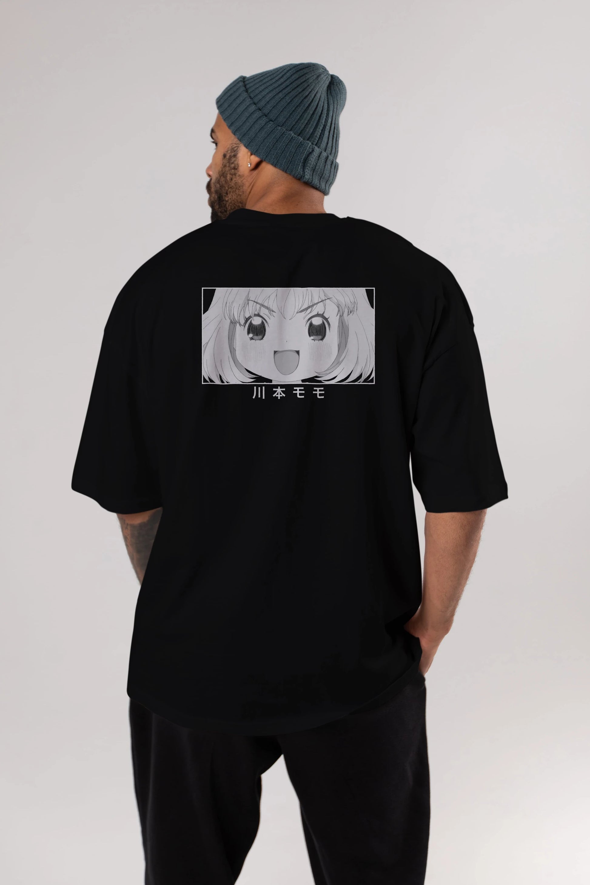 Momo Kawamoto 1 Anime Arka Baskılı Oversize t-shirt Erkek Kadın Unisex