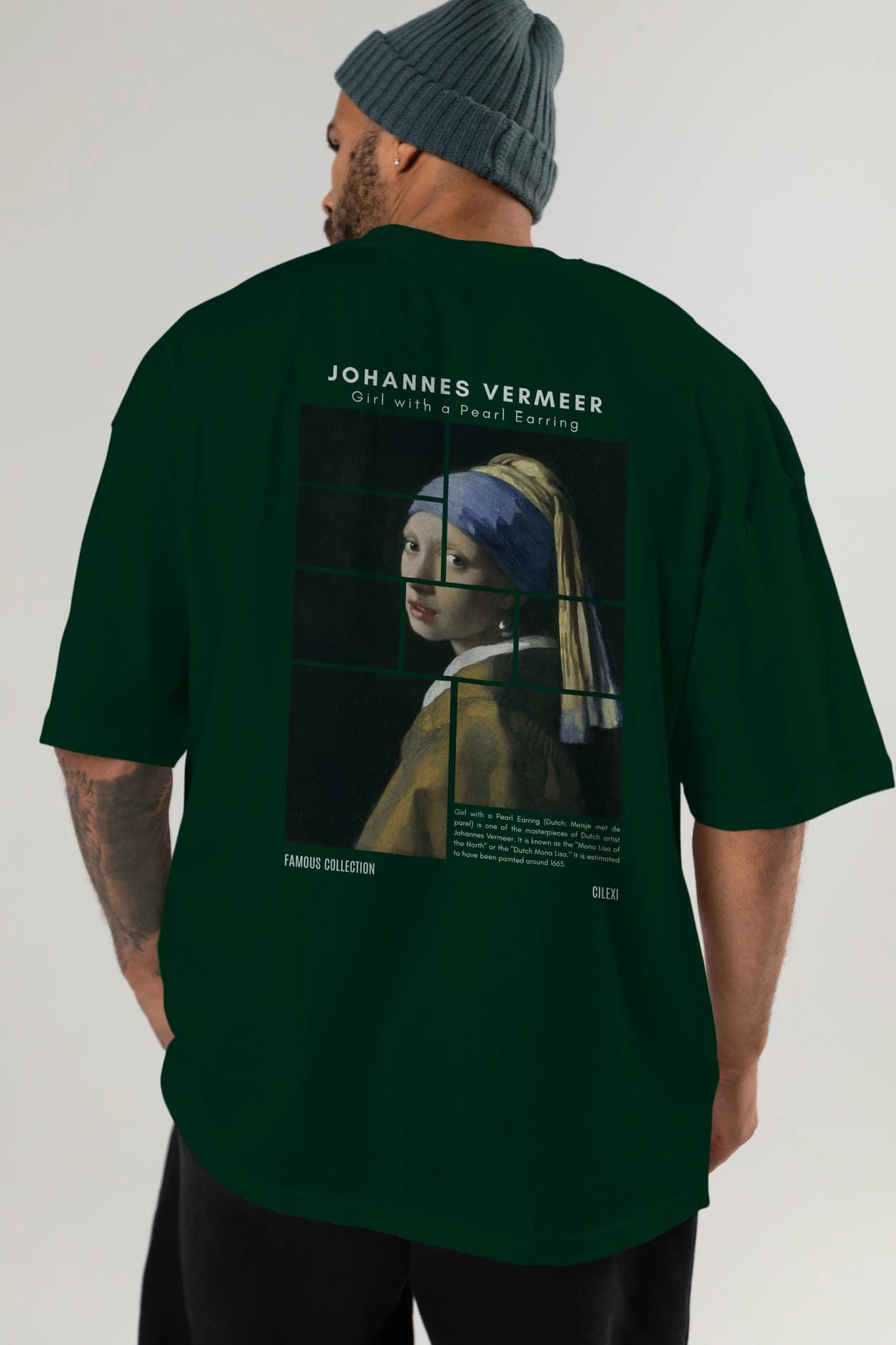 Johannes Vermeer Arka Baskılı Oversize t-shirt Erkek Kadın Bisiklet Yaka Pamuk tişort