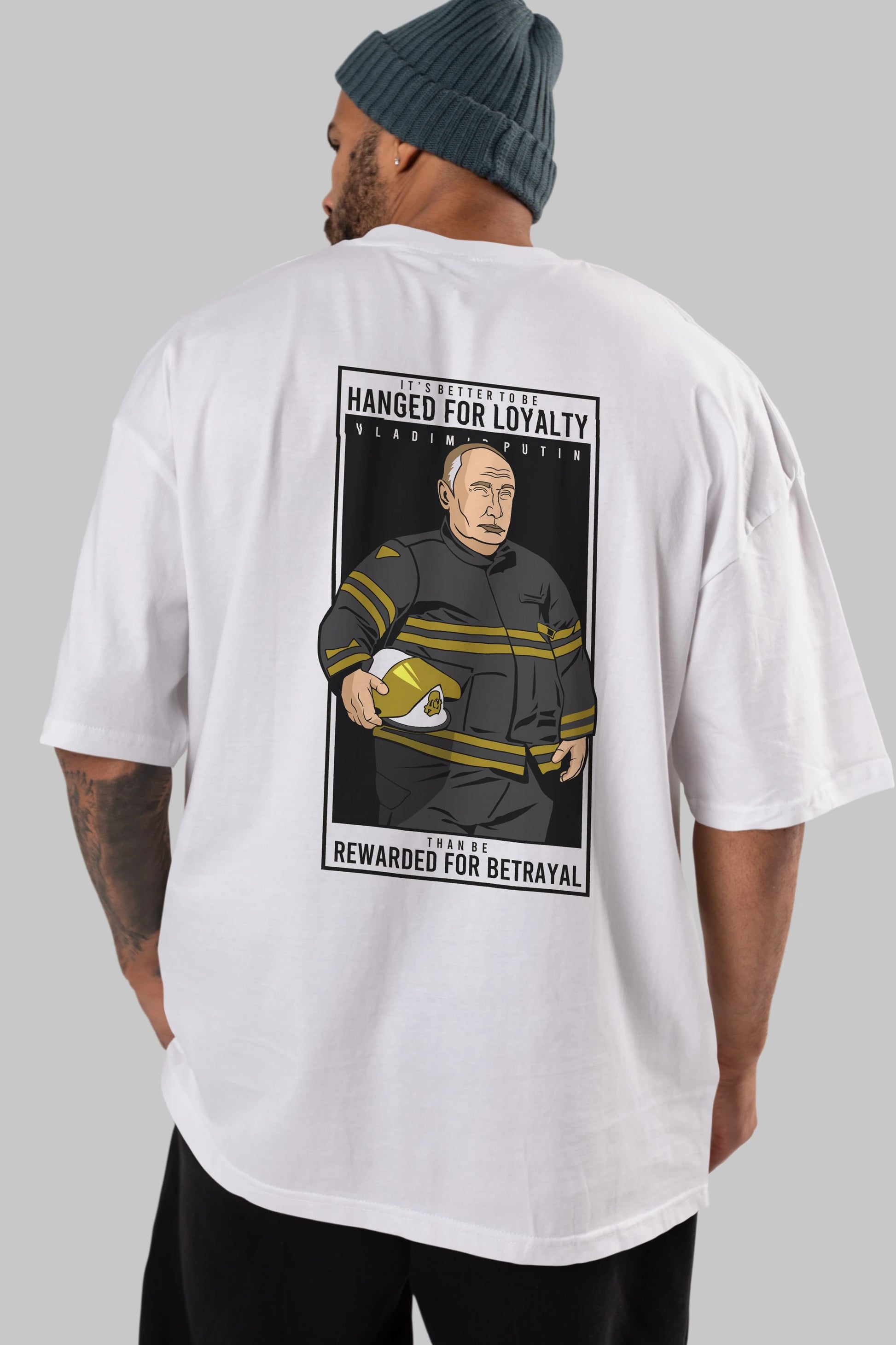 Putin Fireman Arka Baskılı Oversize t-shirt Erkek Kadın Unisex %100 Pamuk tişort
