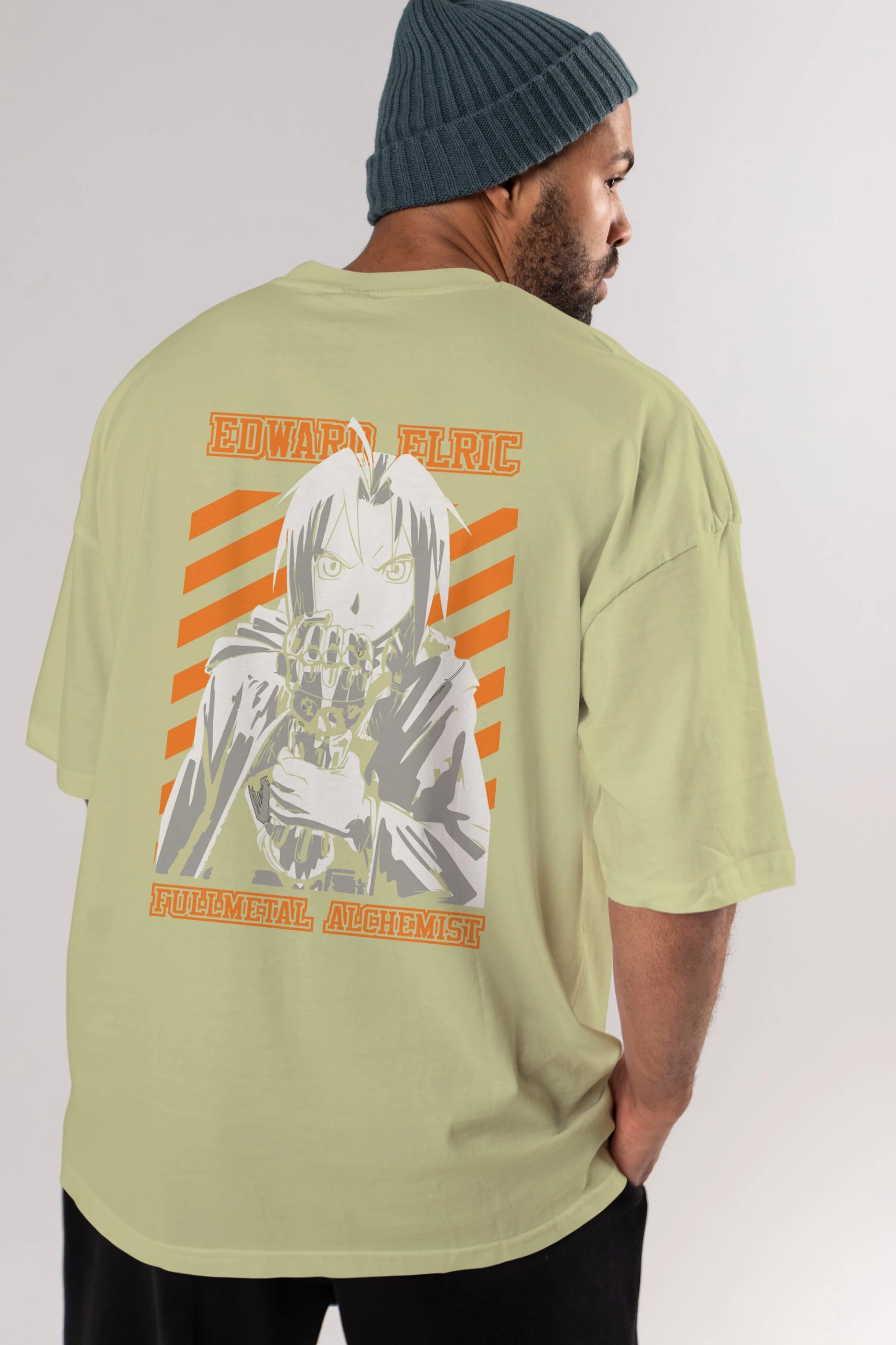 EDWARD ELRIC Anime Arka Baskılı Oversize t-shirt Erkek Kadın Unisex