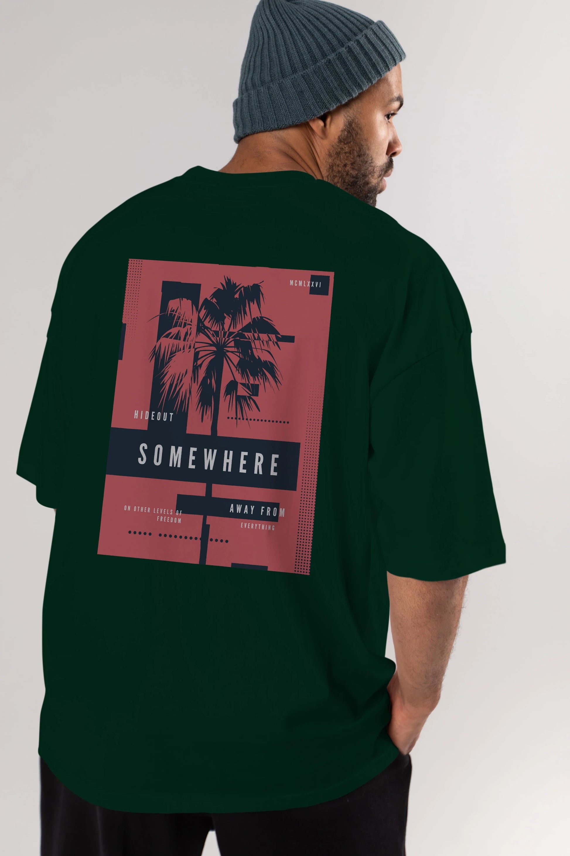 Hideout Somewhere Arka Baskılı Oversize t-shirt Erkek Kadın Unisex
