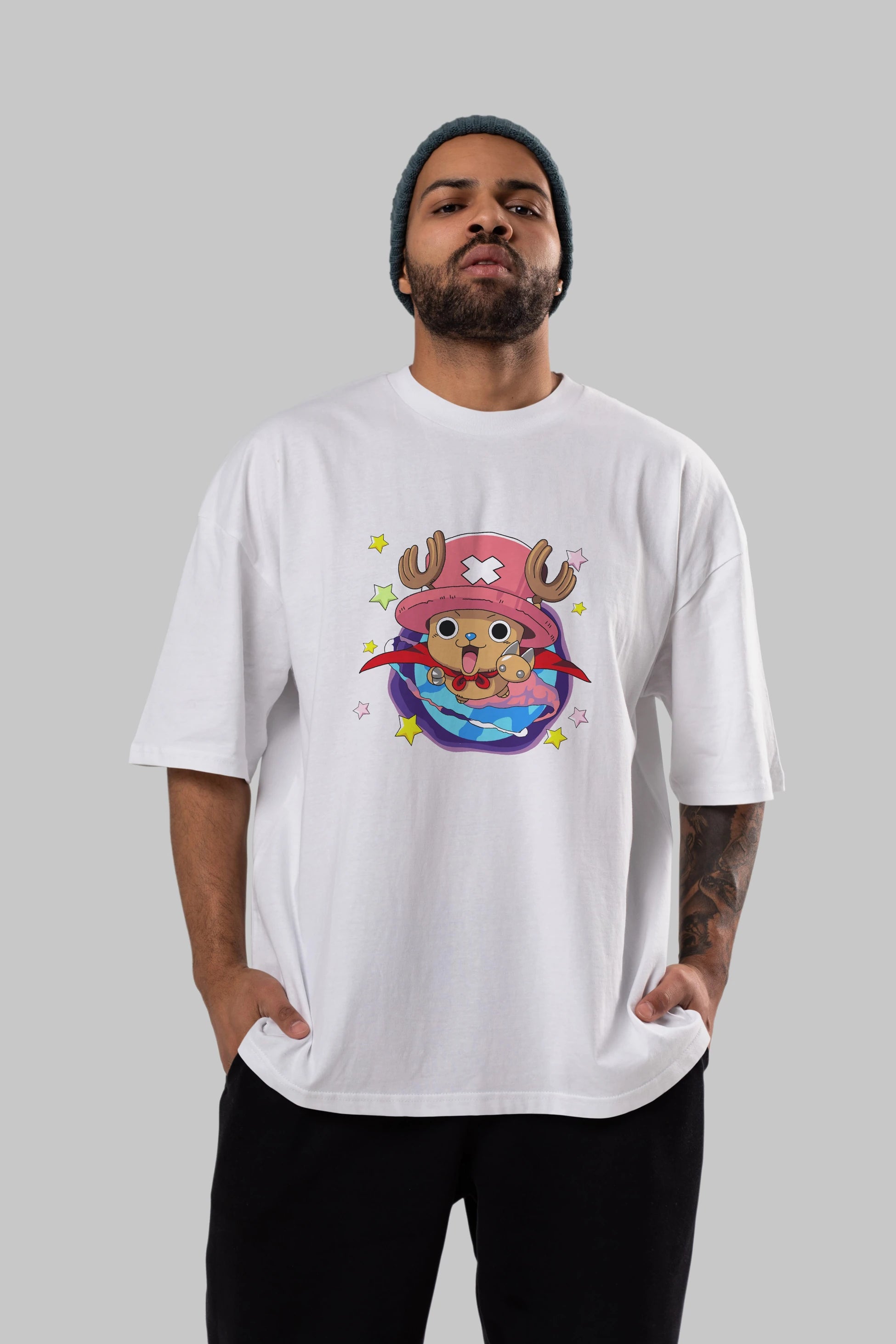 Tony Tony Chopper Anime Ön Baskılı Oversize t-shirt Erkek Kadın Unisex