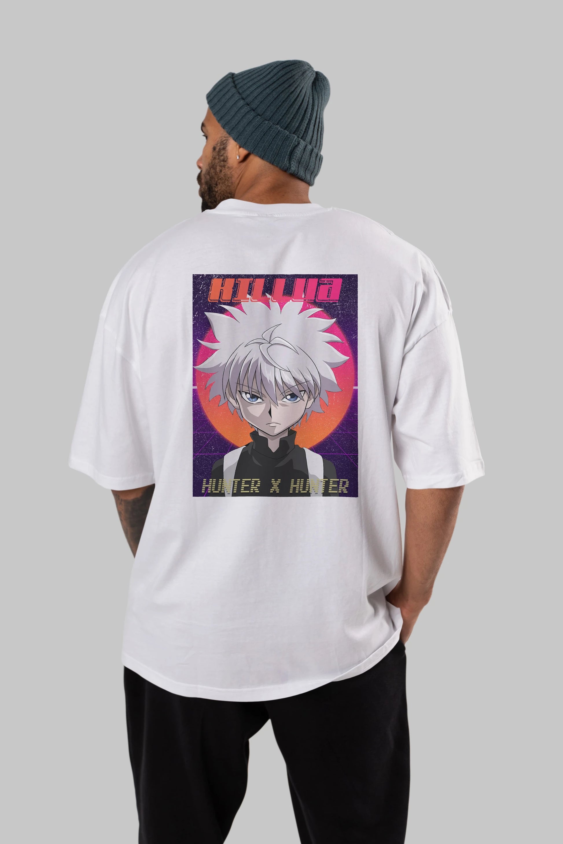 Killua Zoldyck 12 1 Anime Arka Baskılı Oversize t-shirt Erkek Kadın Unisex