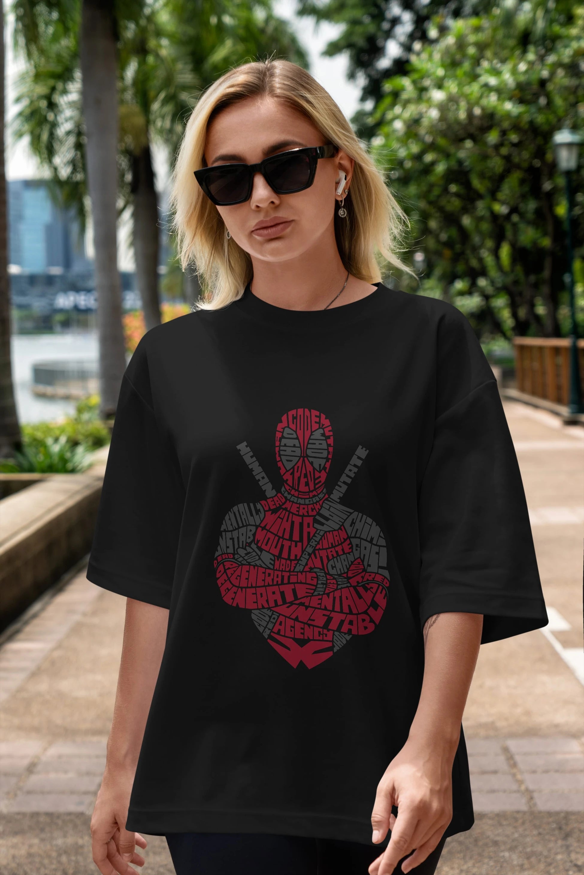 Dead Red Ön Baskılı Oversize t-shirt %100 pamuk Erkek Kadın Unisex