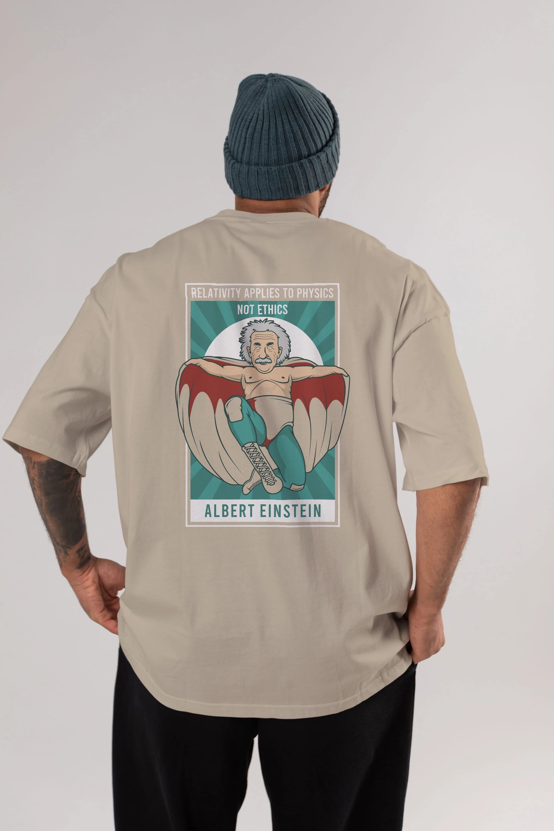Nacho Libre Einstein Arka Baskılı Oversize t-shirt Erkek Kadın Unisex %100 Pamuk tişort
