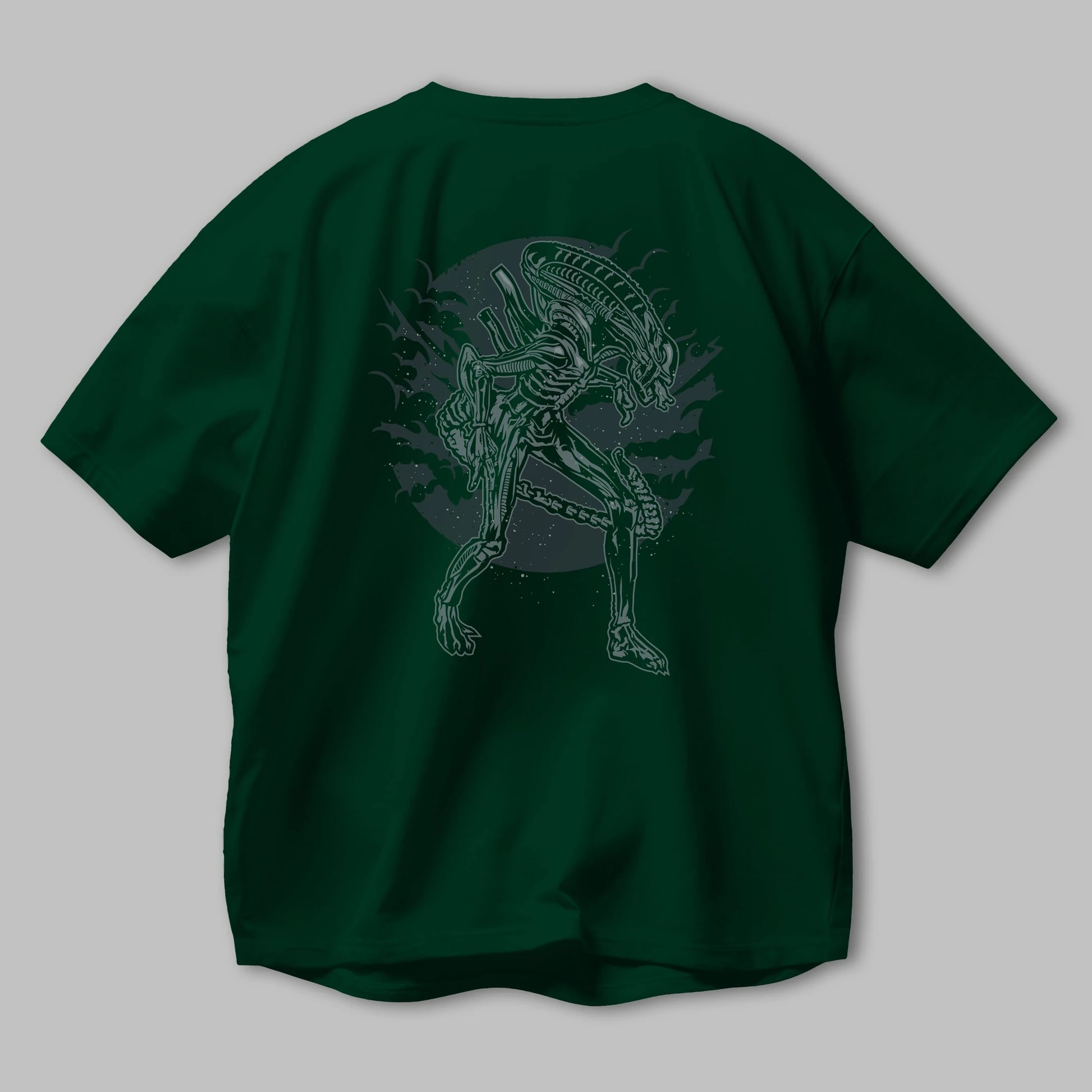 Xenomorph Arka Baskılı Oversize t-shirt Erkek Kadın Unisex %100 Pamuk