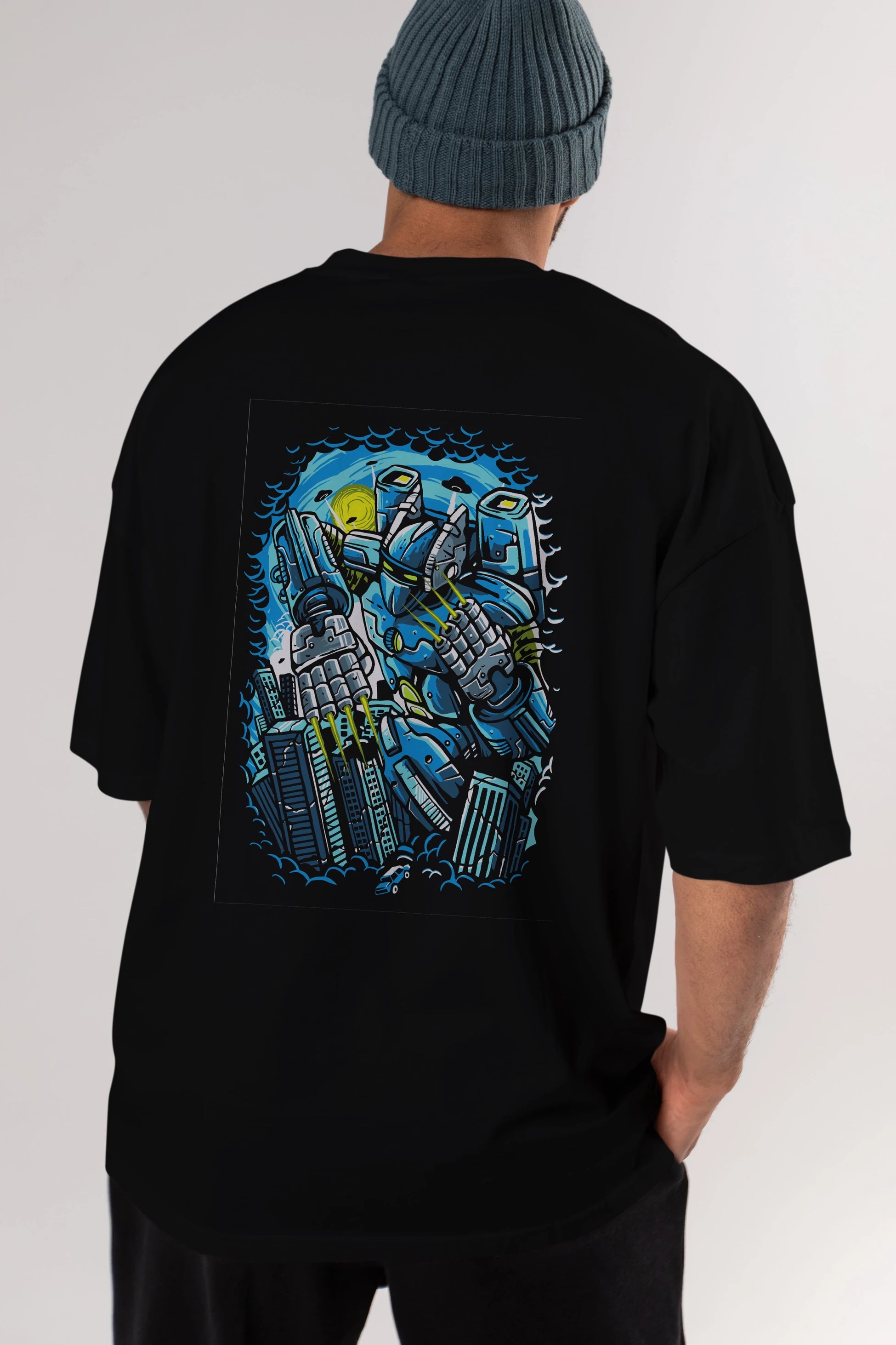 Destroy The City Arka Baskılı Oversize t-shirt Erkek Kadın Unisex %100 Pamuk