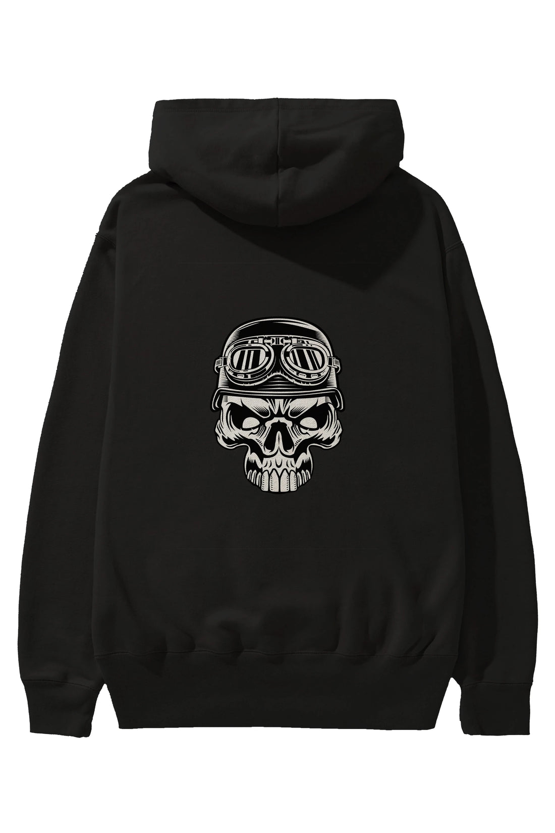 Biker Skull Helmet Arka Baskılı Hoodie Oversize Kapüşonlu Sweatshirt Erkek Kadın Unisex