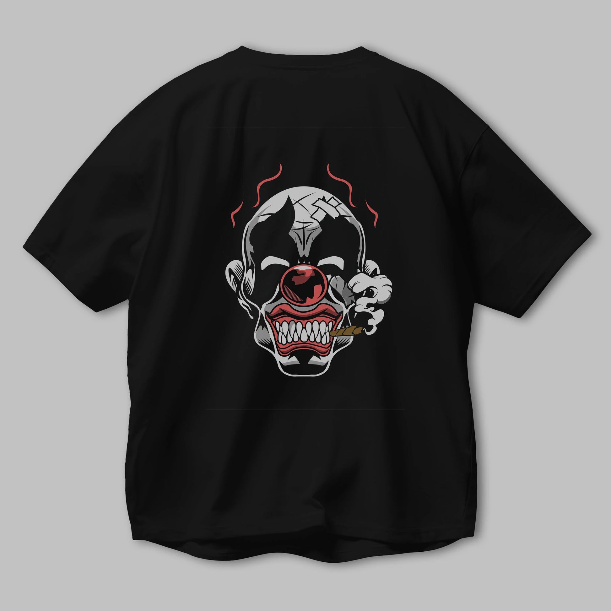 Clown Horror Arka Baskılı Oversize t-shirt Erkek Kadın Unisex %100 Pamuk tişort
