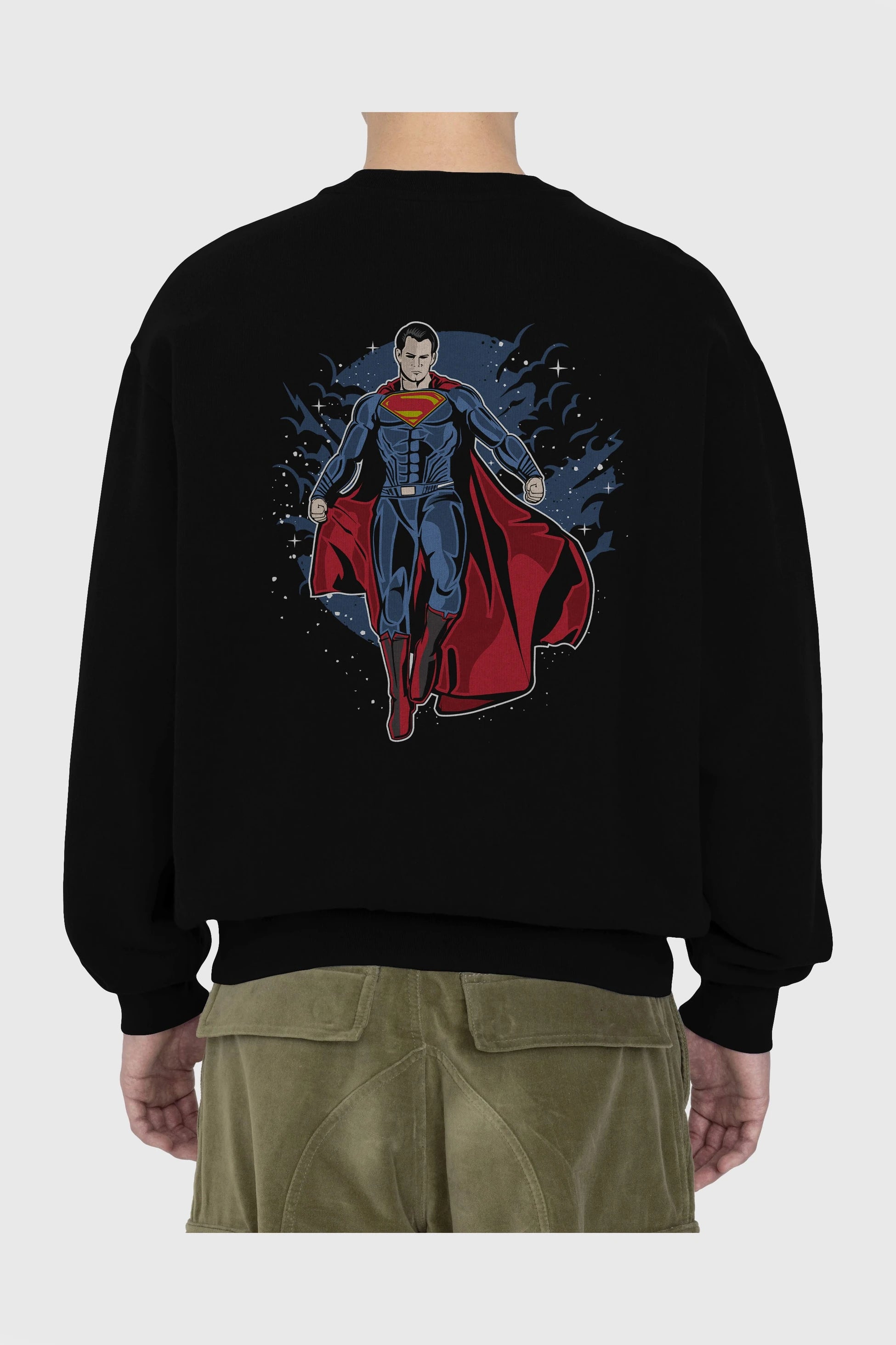 SUPERMAN Arka Baskılı Oversize Sweatshirt Erkek Kadın Unisex