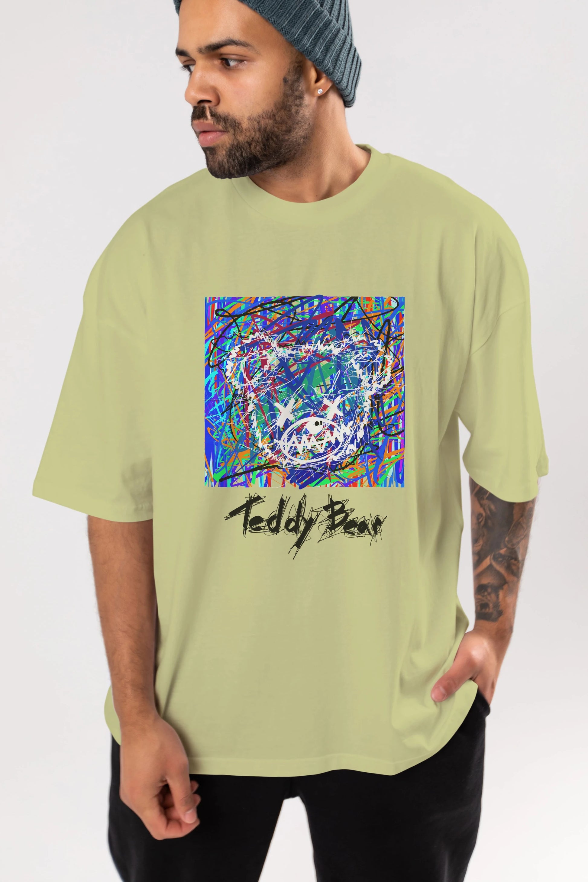 Teddy Bear 3 Ön Baskılı Oversize t-shirt Erkek Kadın Unisex